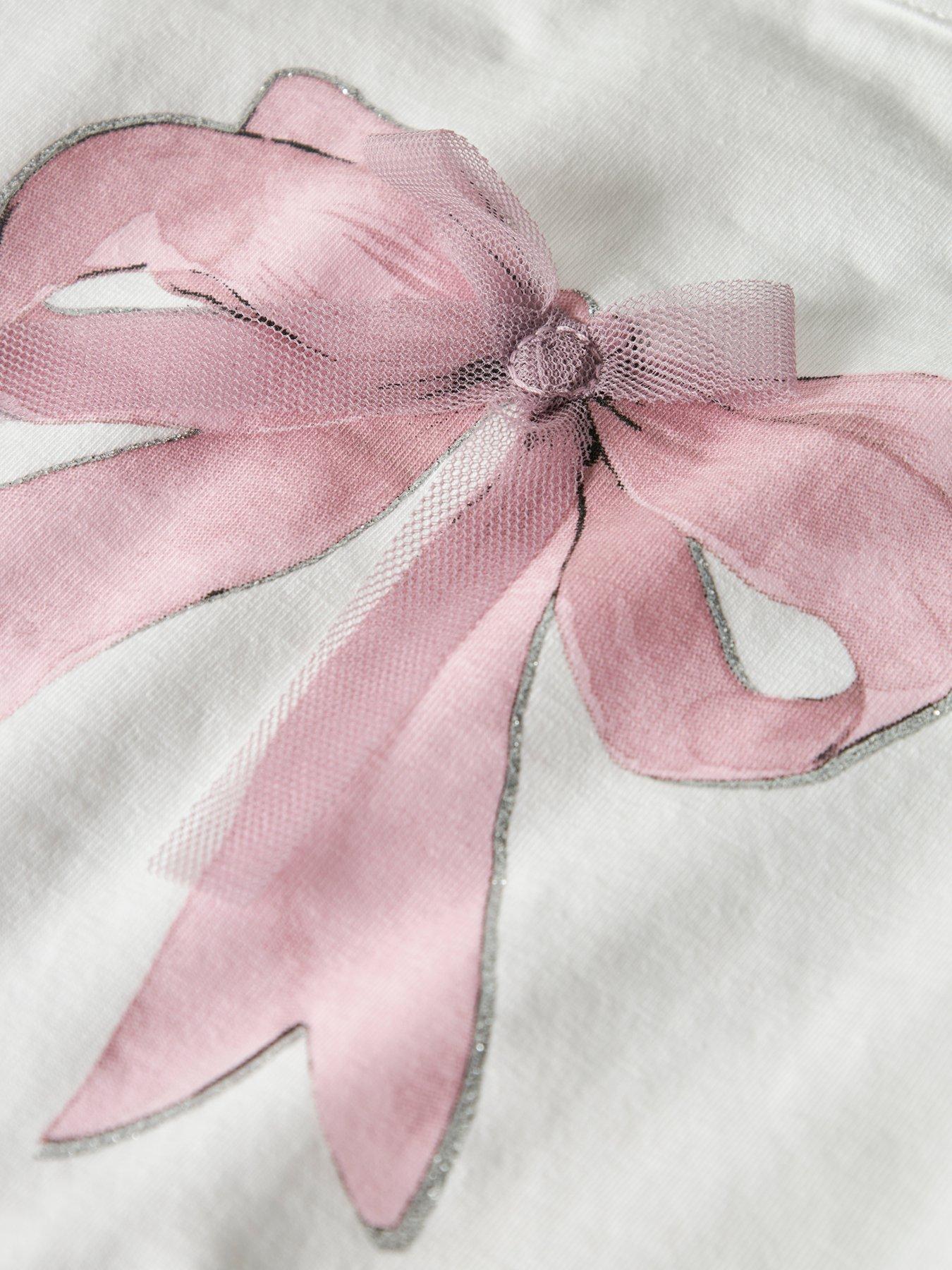 Image 3 of 3 of Name It Mini Girls 3D Bow Long Sleeve Tshirt - White