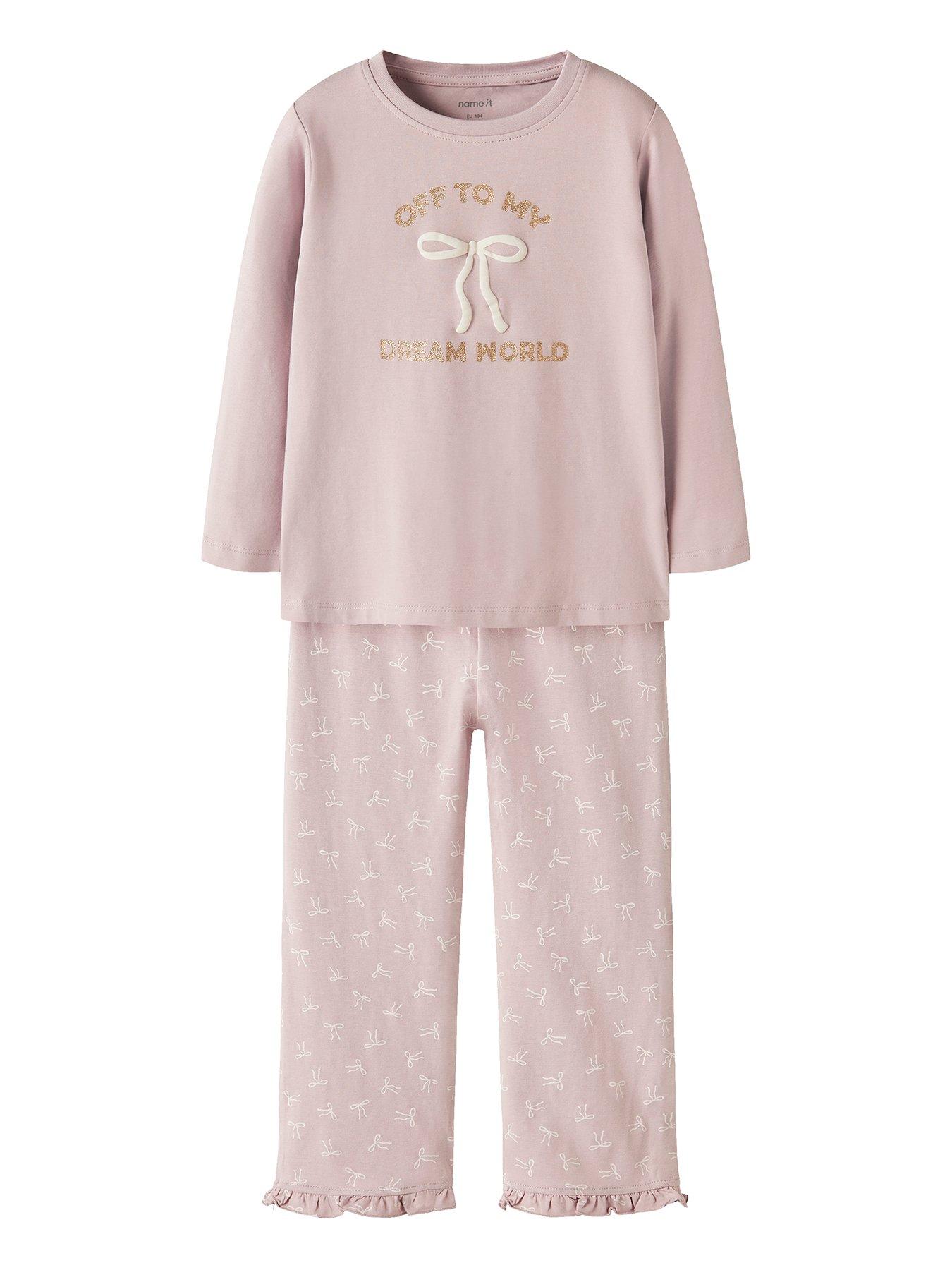  image of name-it-mini-girls-bow-print-pyjamas-lilac