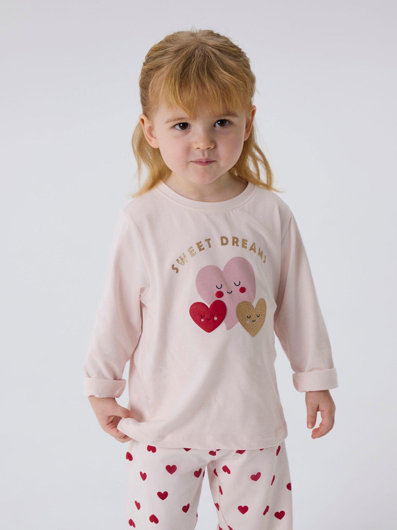  image of name-it-mini-girls-heart-print-pyjamas-light-pink