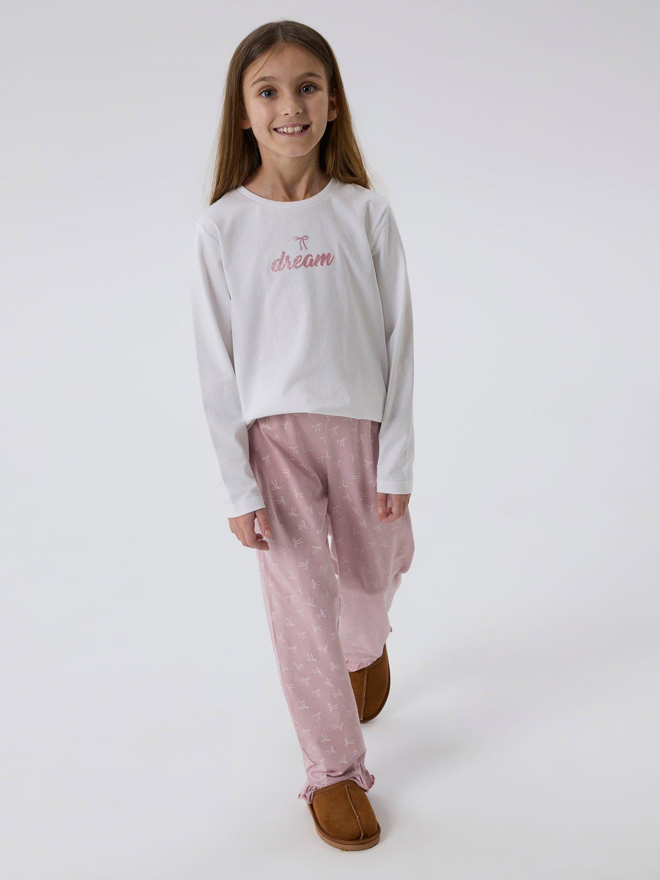 Image 1 of 5 of Name It Girls Bow Print Pyjamas - Lilac
