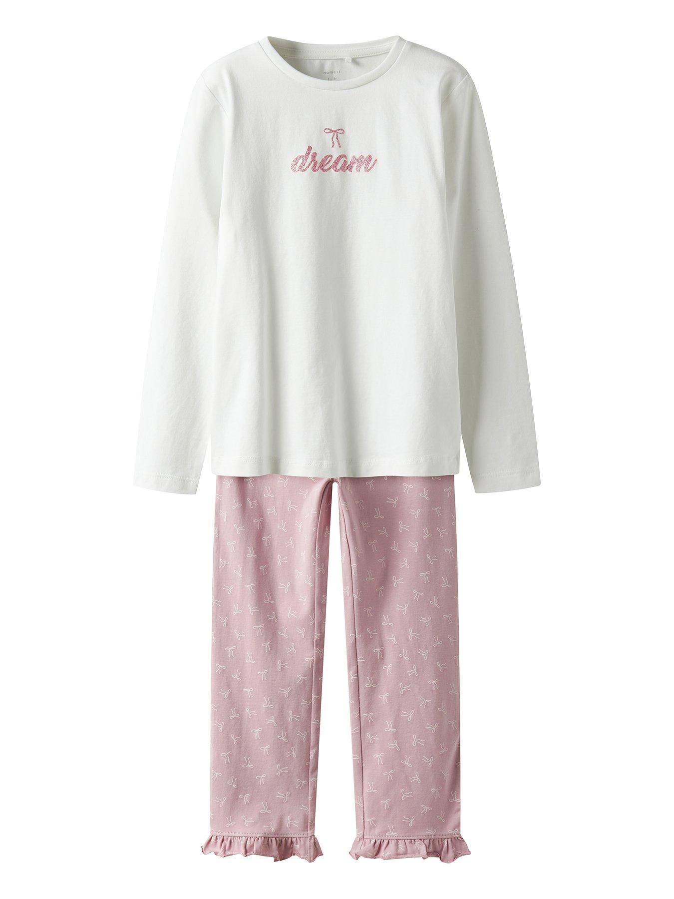 Image 2 of 5 of Name It Girls Bow Print Pyjamas - Lilac