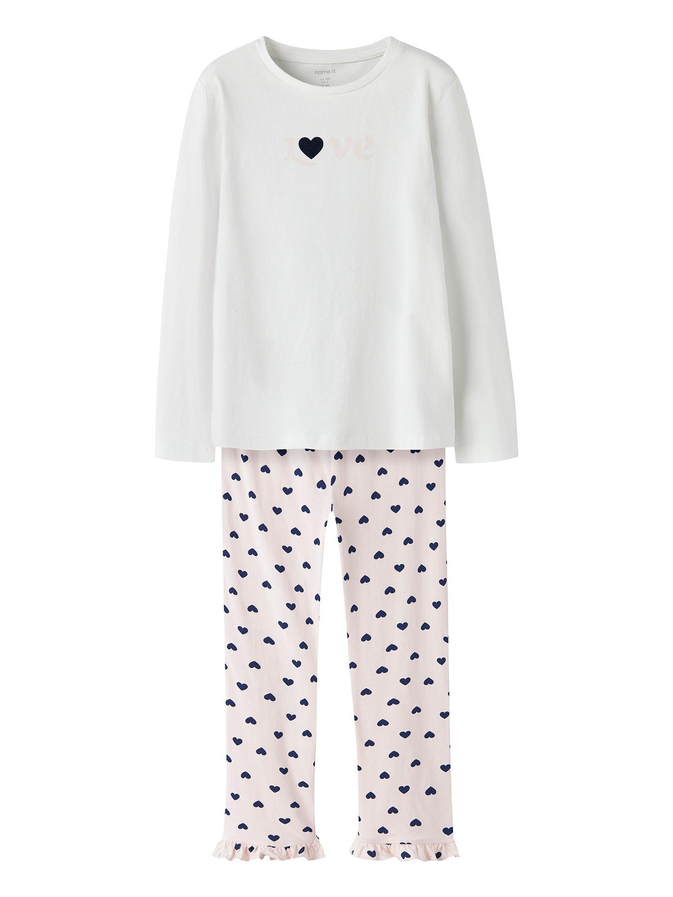 Image 1 of 4 of Name It Girls Heart Print Pyjamas - Light Pink