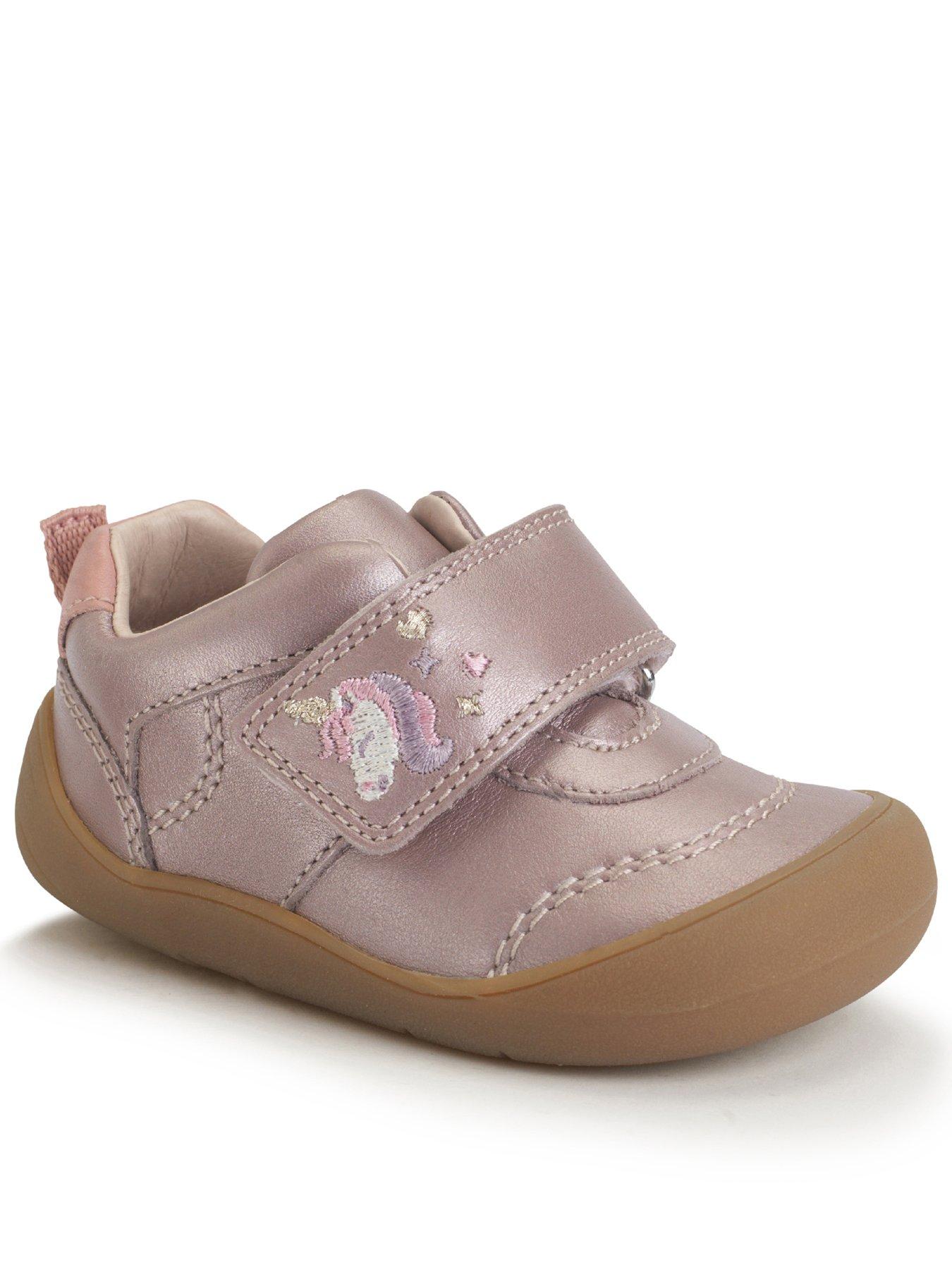 undefined Moonbeam Blush Pearlised Leather Rip Tape Girls Unicorn First Shoes