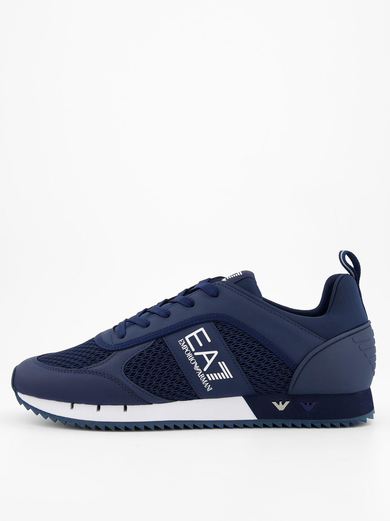  image of ea7-emporio-armani-side-logo-mesh-amp-pu-runner-trainers-navy