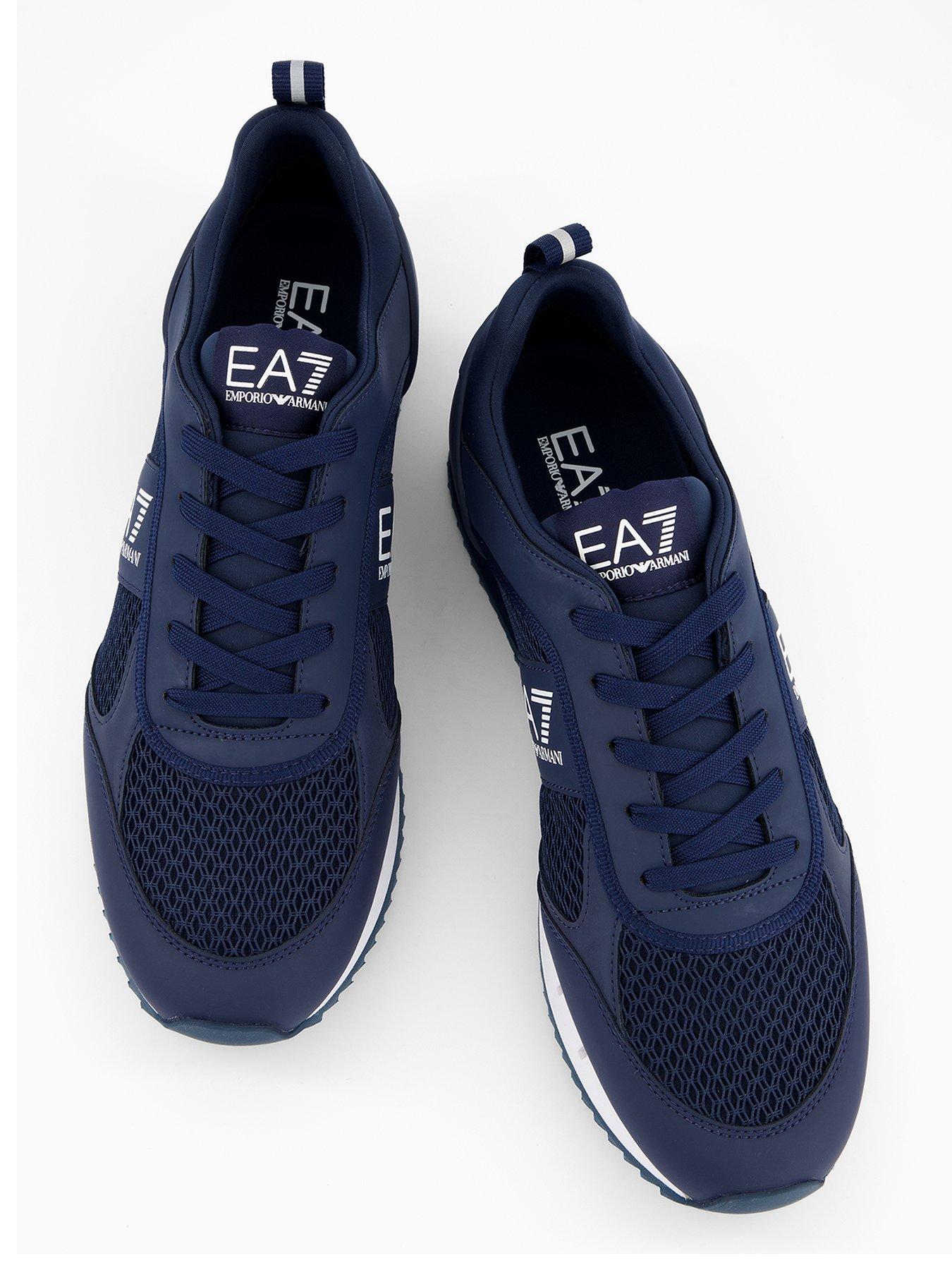  image of ea7-emporio-armani-side-logo-mesh-amp-pu-runner-trainers-navy