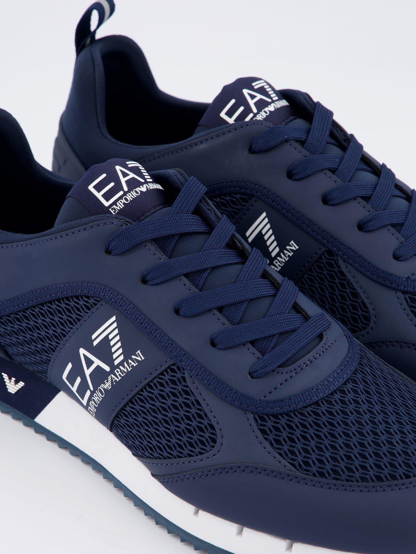  image of ea7-emporio-armani-side-logo-mesh-amp-pu-runner-trainers-navy