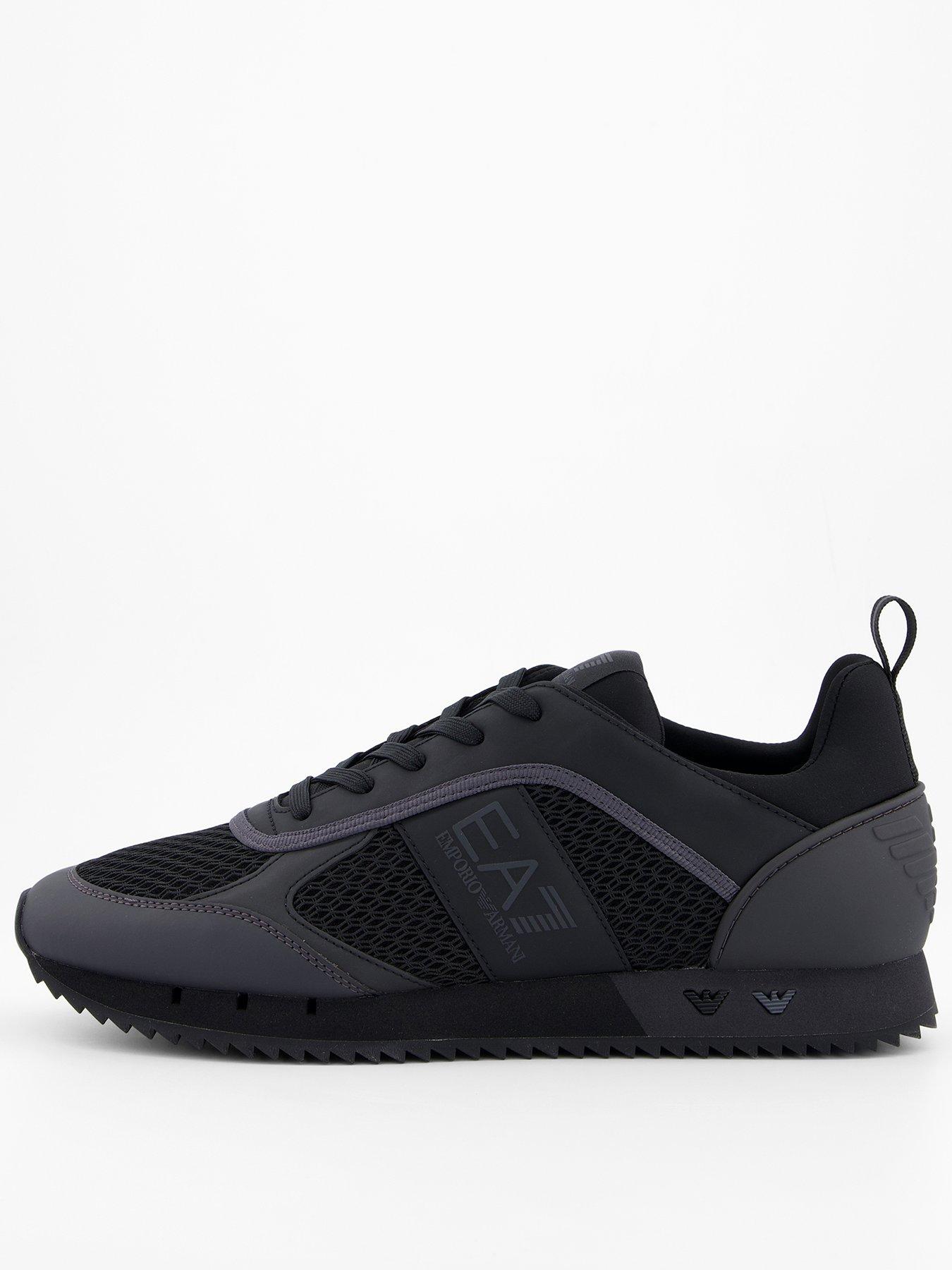 undefined Side Logo Mesh  &  Pu Runner Trainers - Black