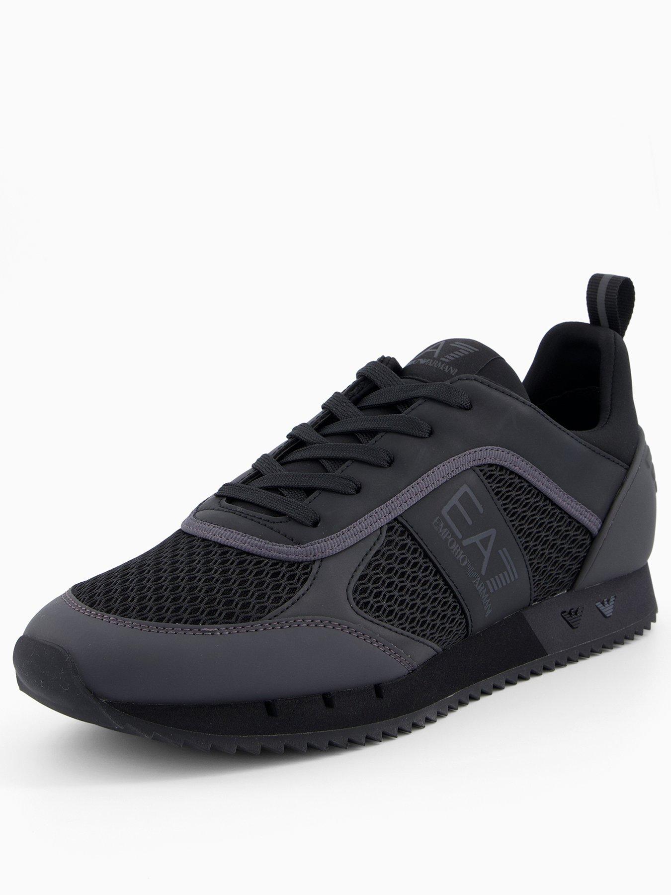 Image 2 of 7 of EA7 Emporio Armani Side Logo Mesh &amp; Pu Runner Trainers - Black