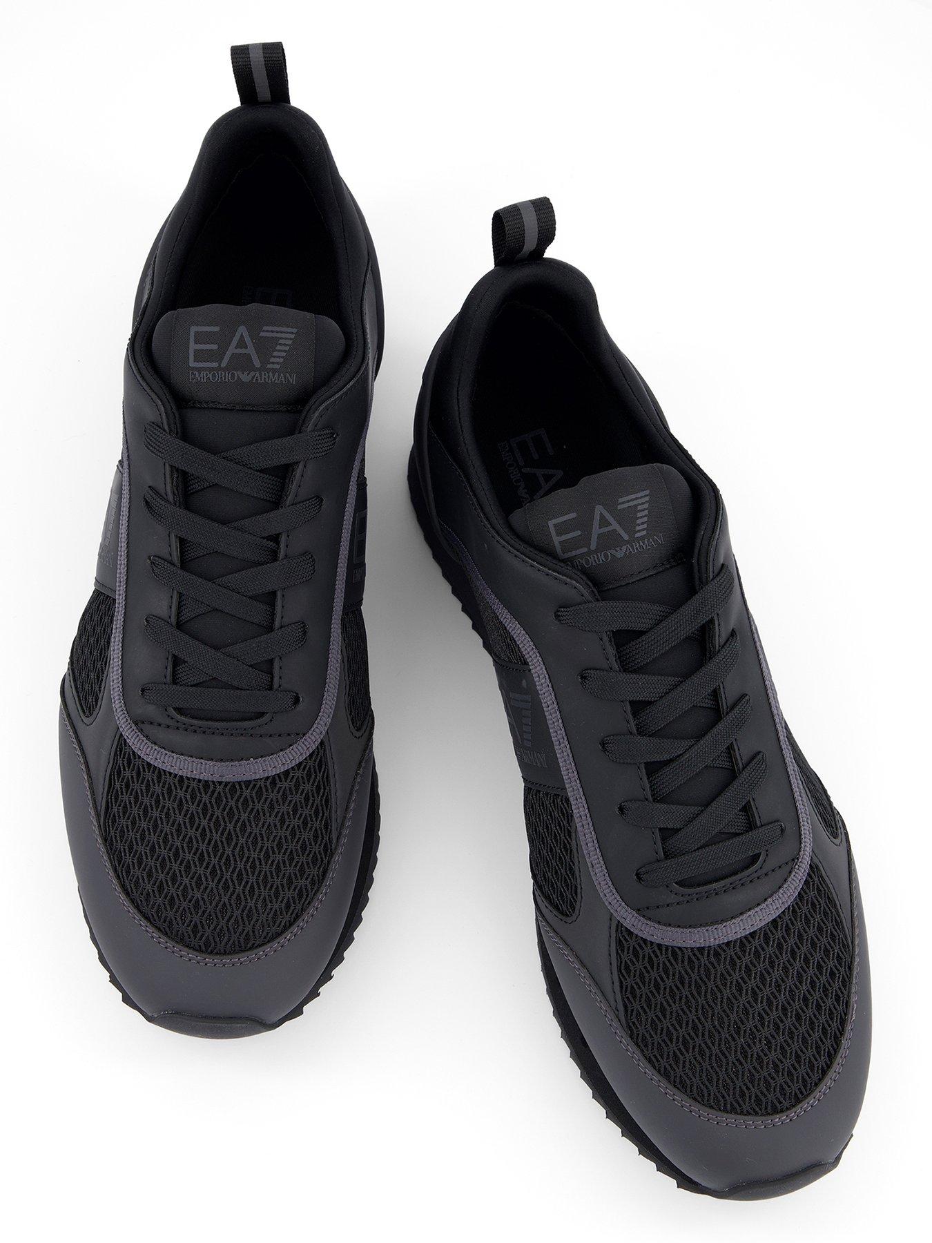 Image 3 of 7 of EA7 Emporio Armani Side Logo Mesh &amp; Pu Runner Trainers - Black