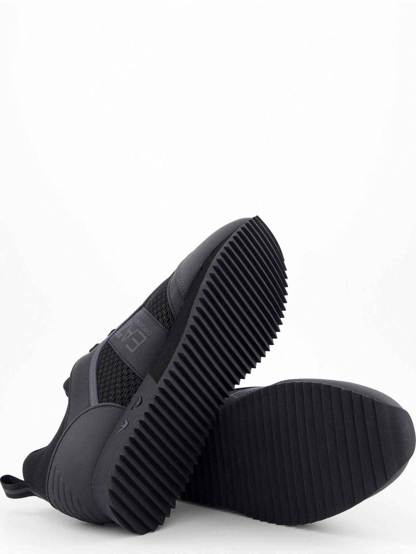 Image 4 of 7 of EA7 Emporio Armani Side Logo Mesh &amp; Pu Runner Trainers - Black
