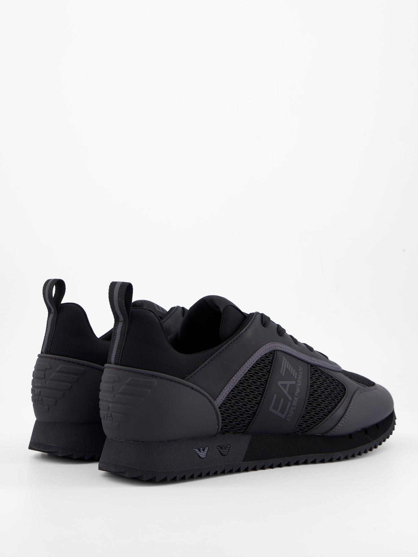 Image 6 of 7 of EA7 Emporio Armani Side Logo Mesh &amp; Pu Runner Trainers - Black