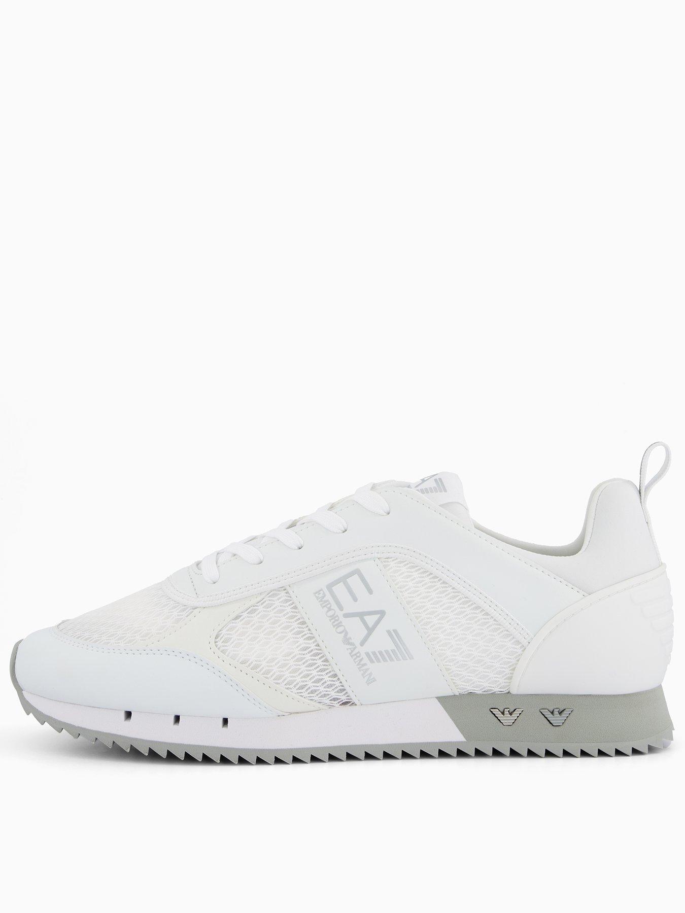 Image 1 of 7 of EA7 Emporio Armani Side Logo Mesh &amp; Pu Runner Trainers - White