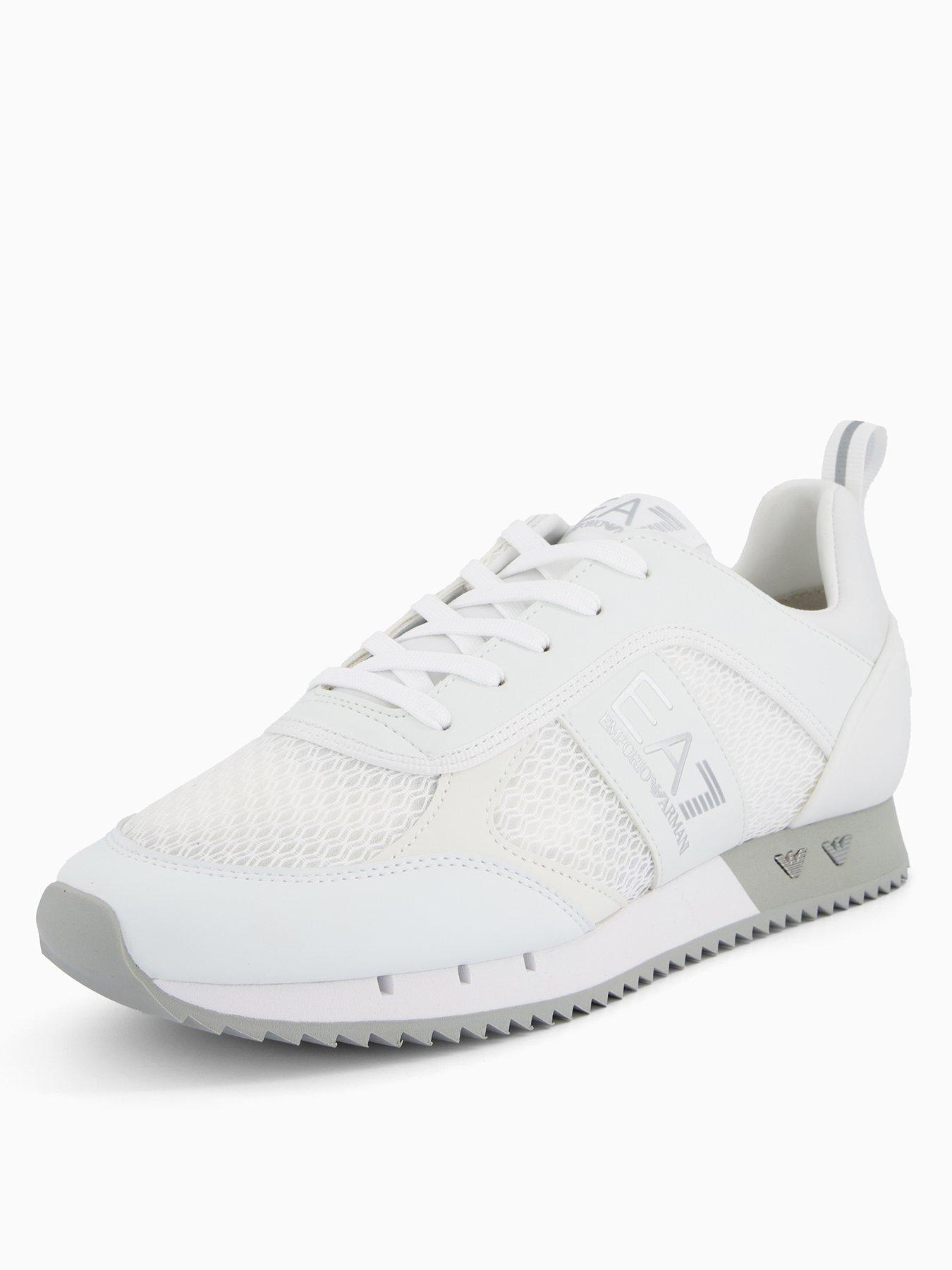 Image 2 of 7 of EA7 Emporio Armani Side Logo Mesh &amp; Pu Runner Trainers - White