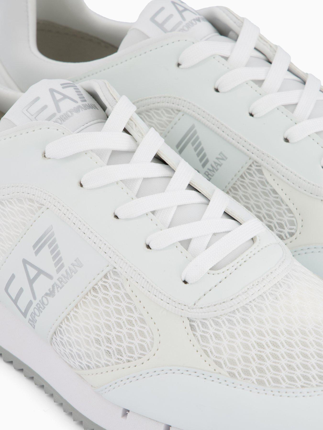 Image 5 of 7 of EA7 Emporio Armani Side Logo Mesh &amp; Pu Runner Trainers - White