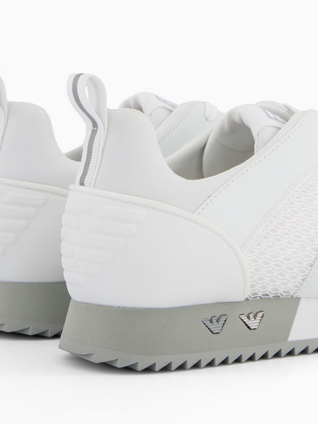 Image 6 of 7 of EA7 Emporio Armani Side Logo Mesh &amp; Pu Runner Trainers - White