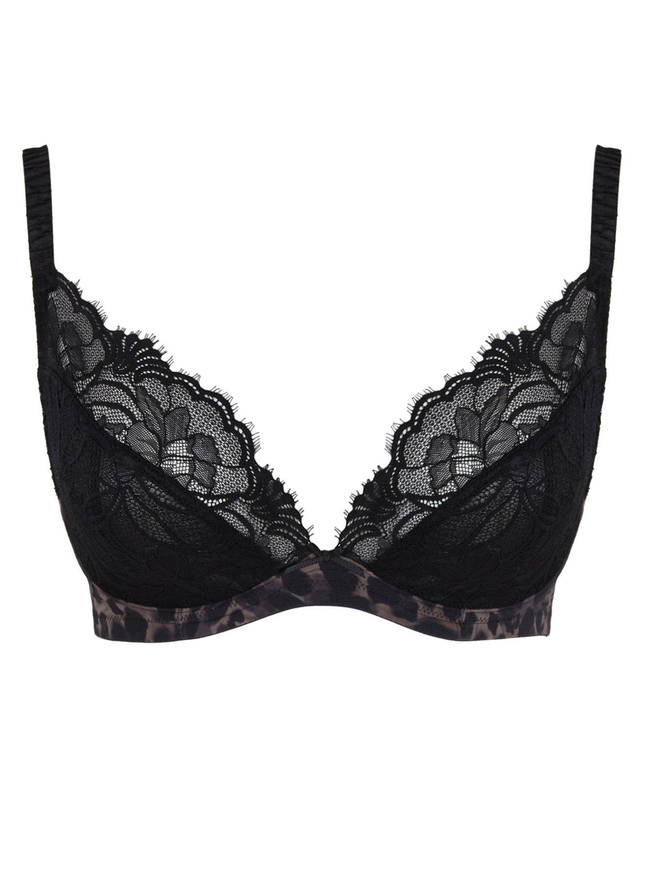 Image 4 of 4 of Panache Cherie Black Demi Plunge Lace Bra - Black Animal