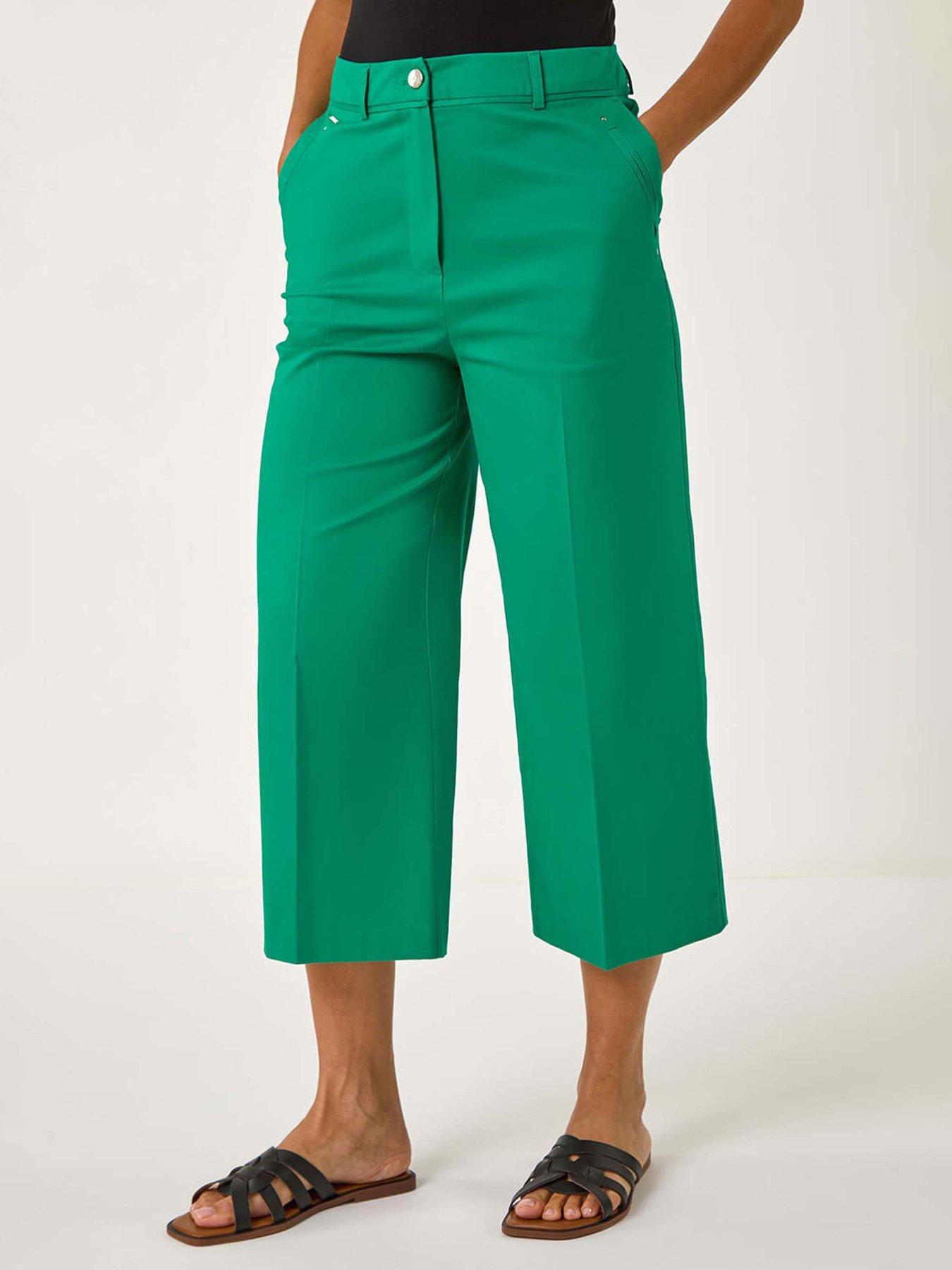 Image 1 of 5 of Roman Cotton Culotte Trousers - Green