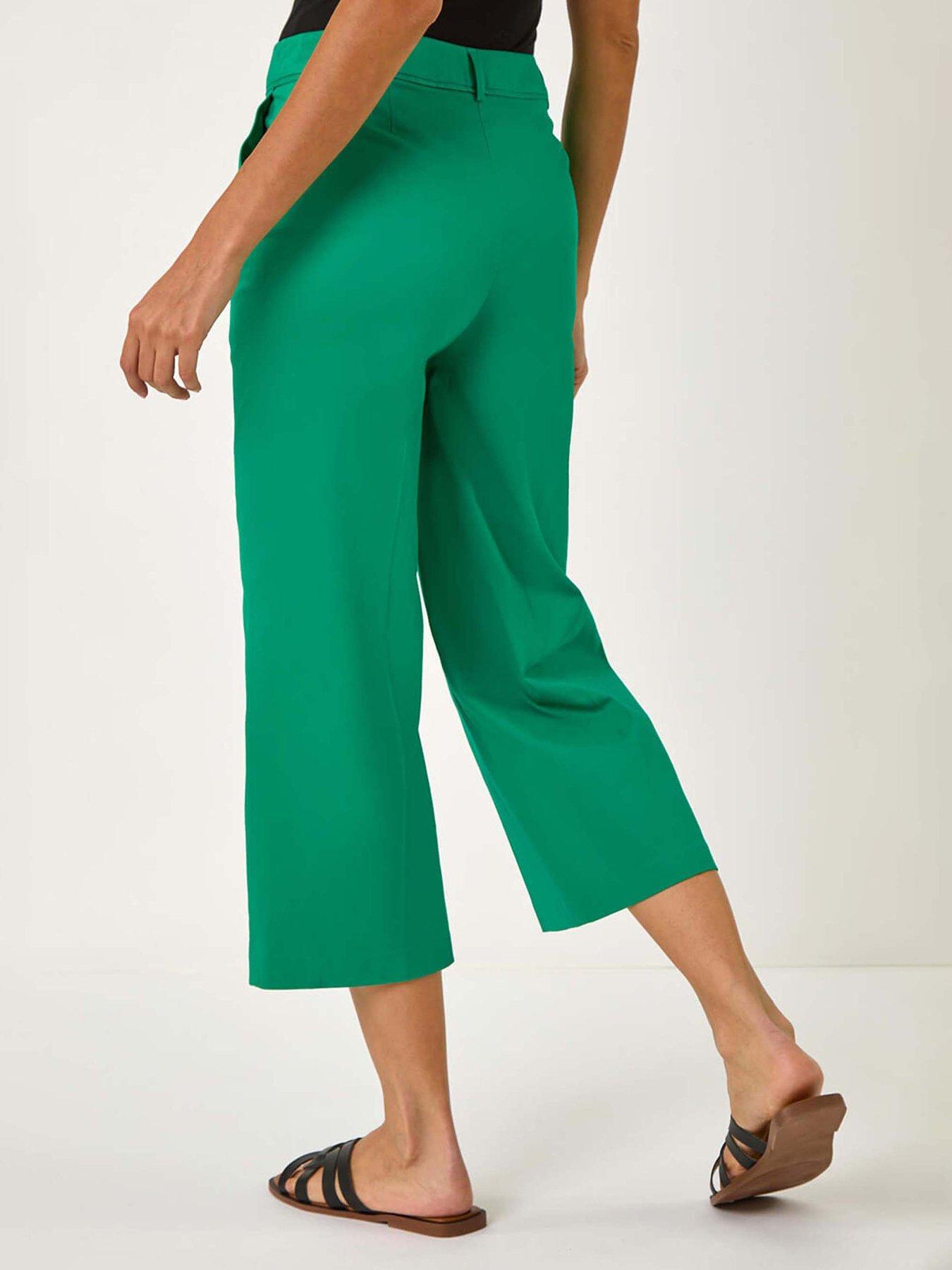 Image 2 of 5 of Roman Cotton Culotte Trousers - Green
