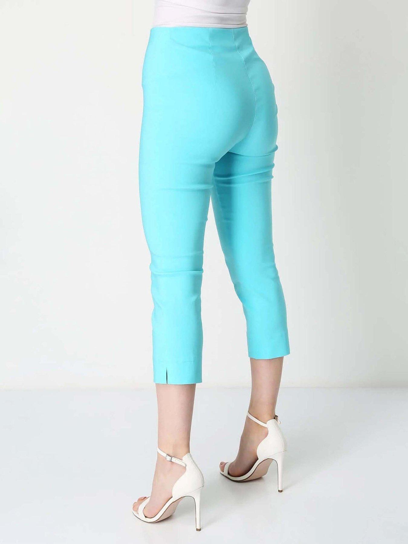  image of roman-cropped-stretch-trouser-turquoise