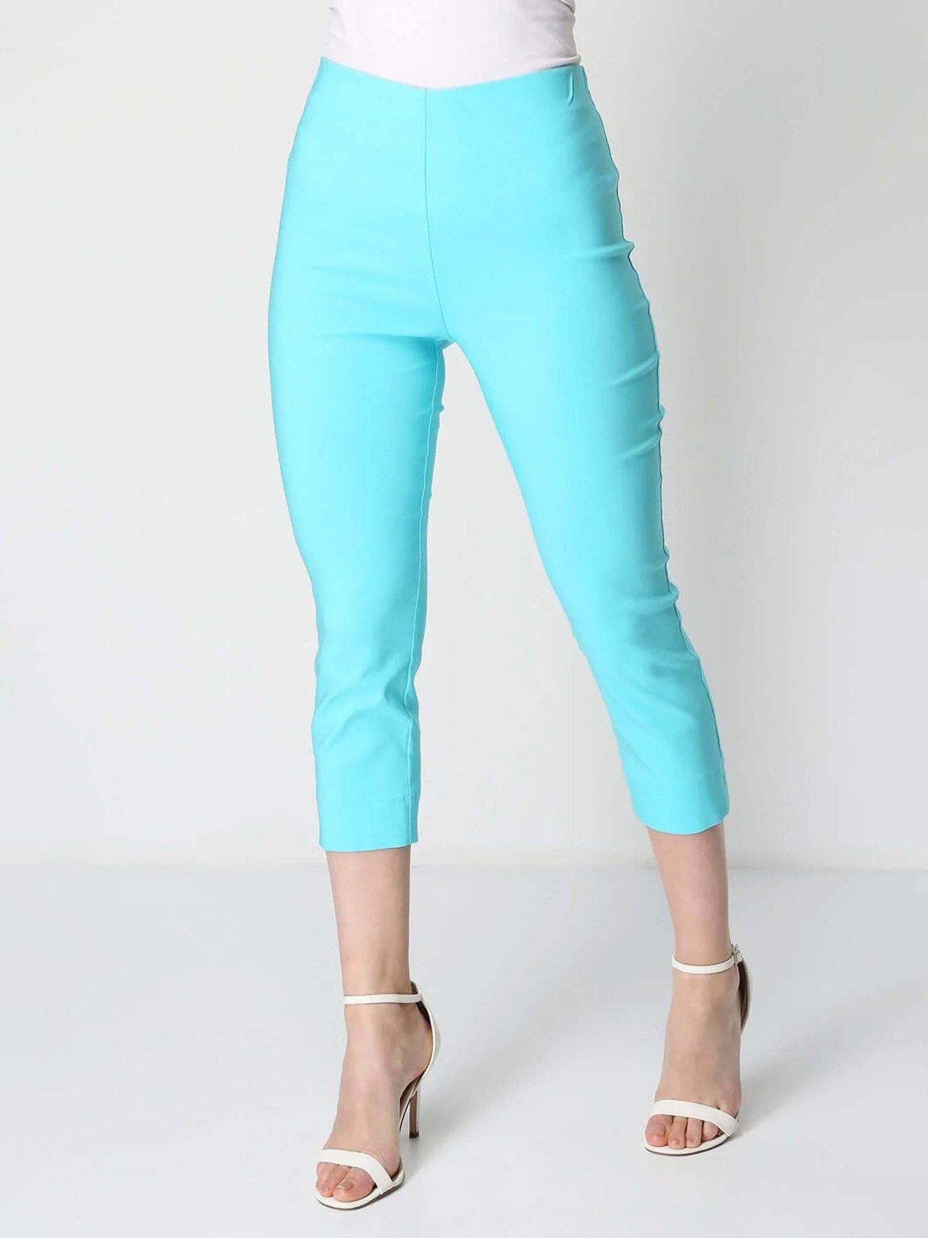  image of roman-cropped-stretch-trouser-turquoise