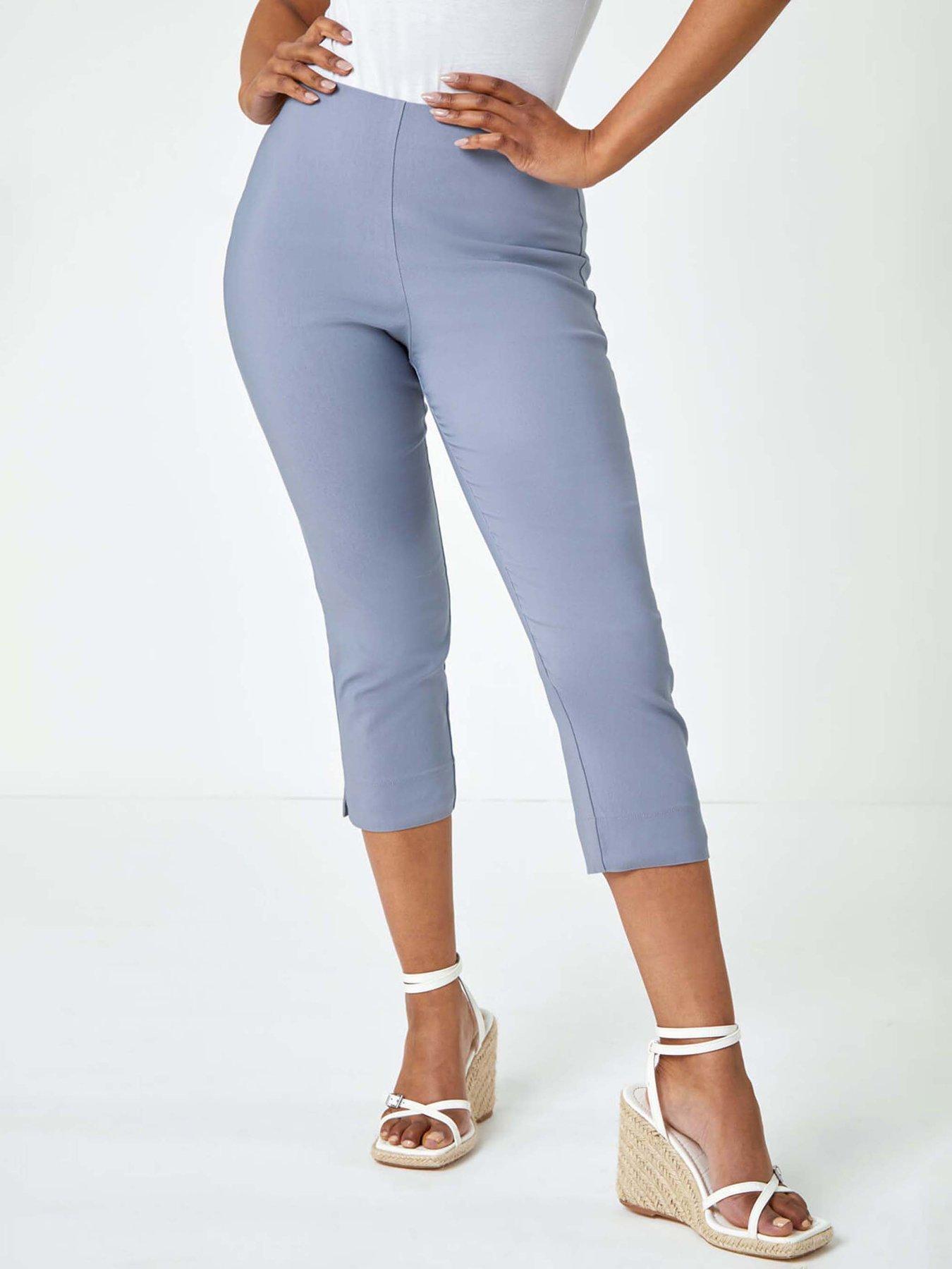 undefined Petite Cropped Stretch Trouser - Light Grey