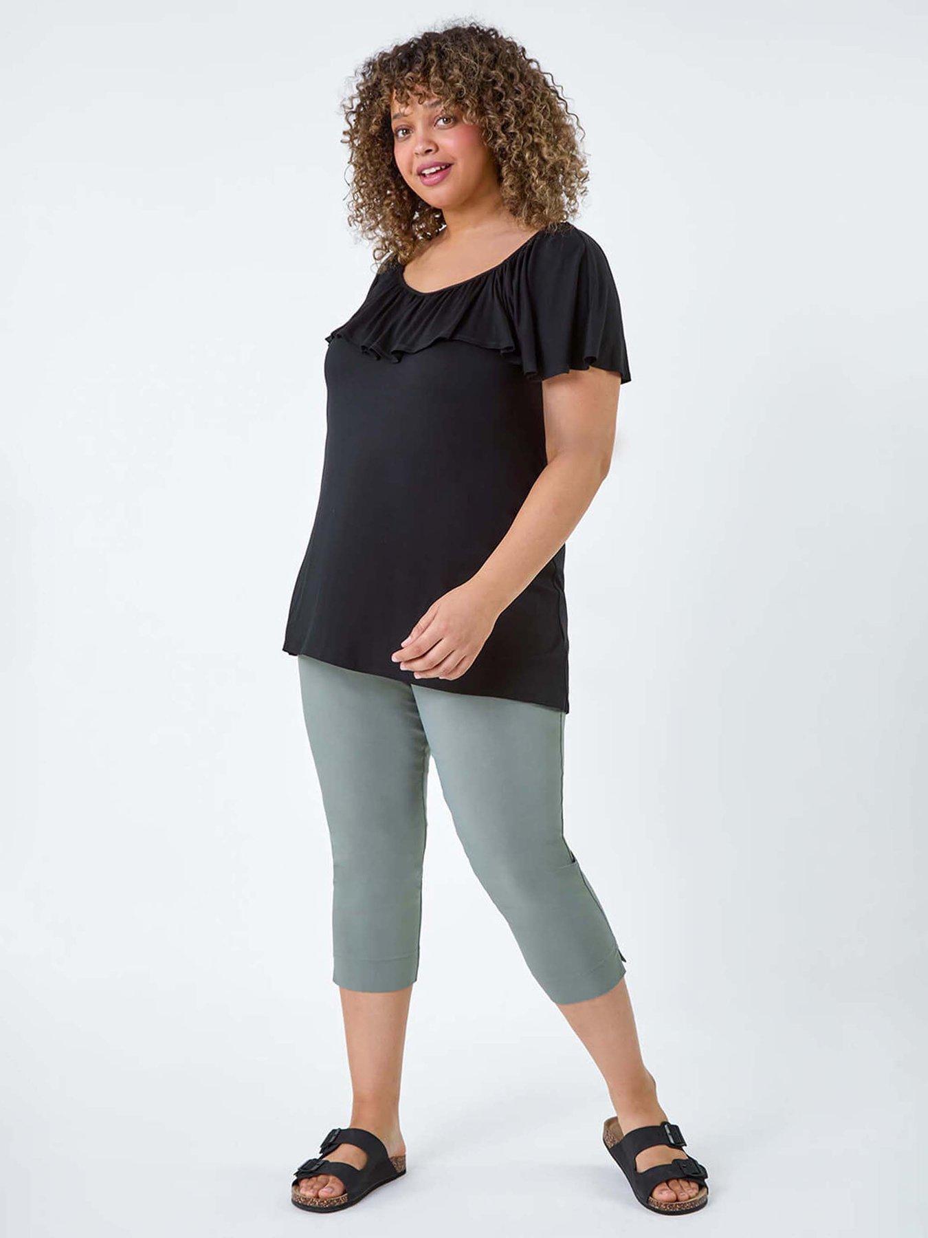 Image 3 of 4 of Roman Curve Cropped Stretch Trouser - Khaki