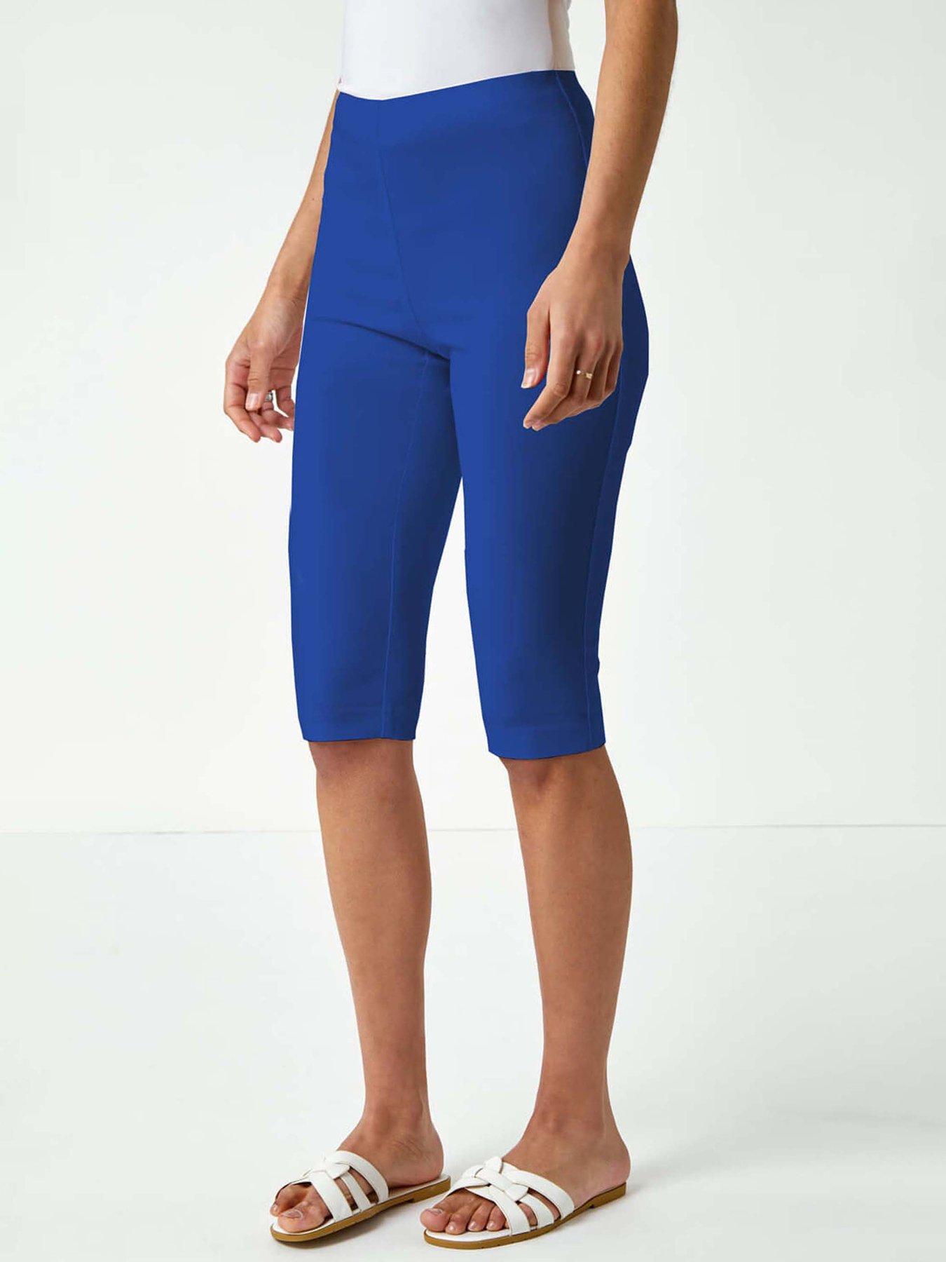 Image 1 of 5 of Roman Elastic Waist Knee Length Stretch Shorts - Royal Blue