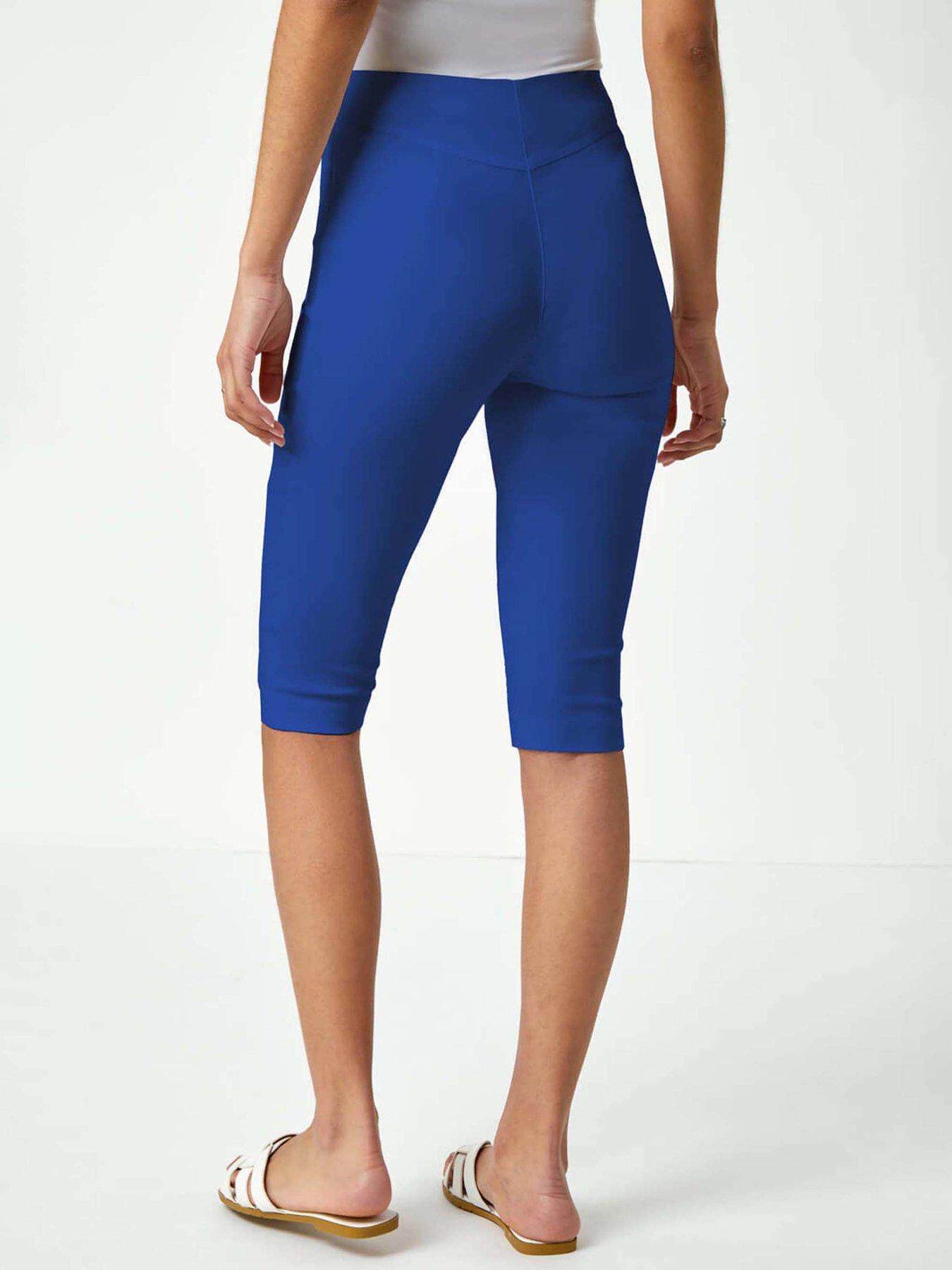 Image 2 of 5 of Roman Elastic Waist Knee Length Stretch Shorts - Royal Blue