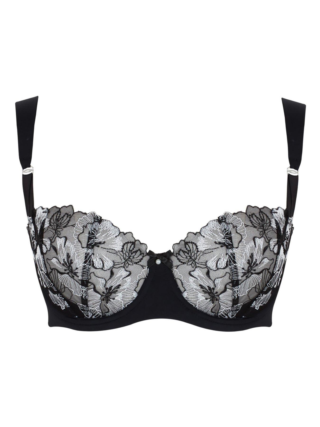  image of panache-marlene-wired-black-balcony-bra-black