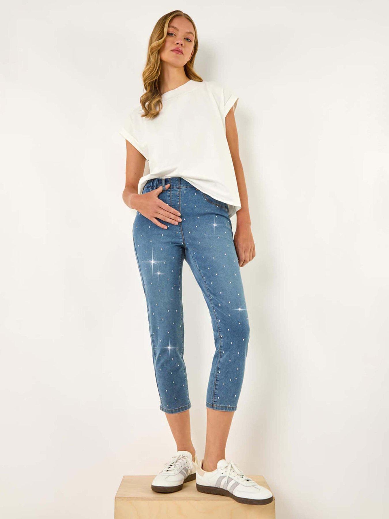 Image 3 of 5 of Roman Embellished Cropped Stretch Jeggings - Denim