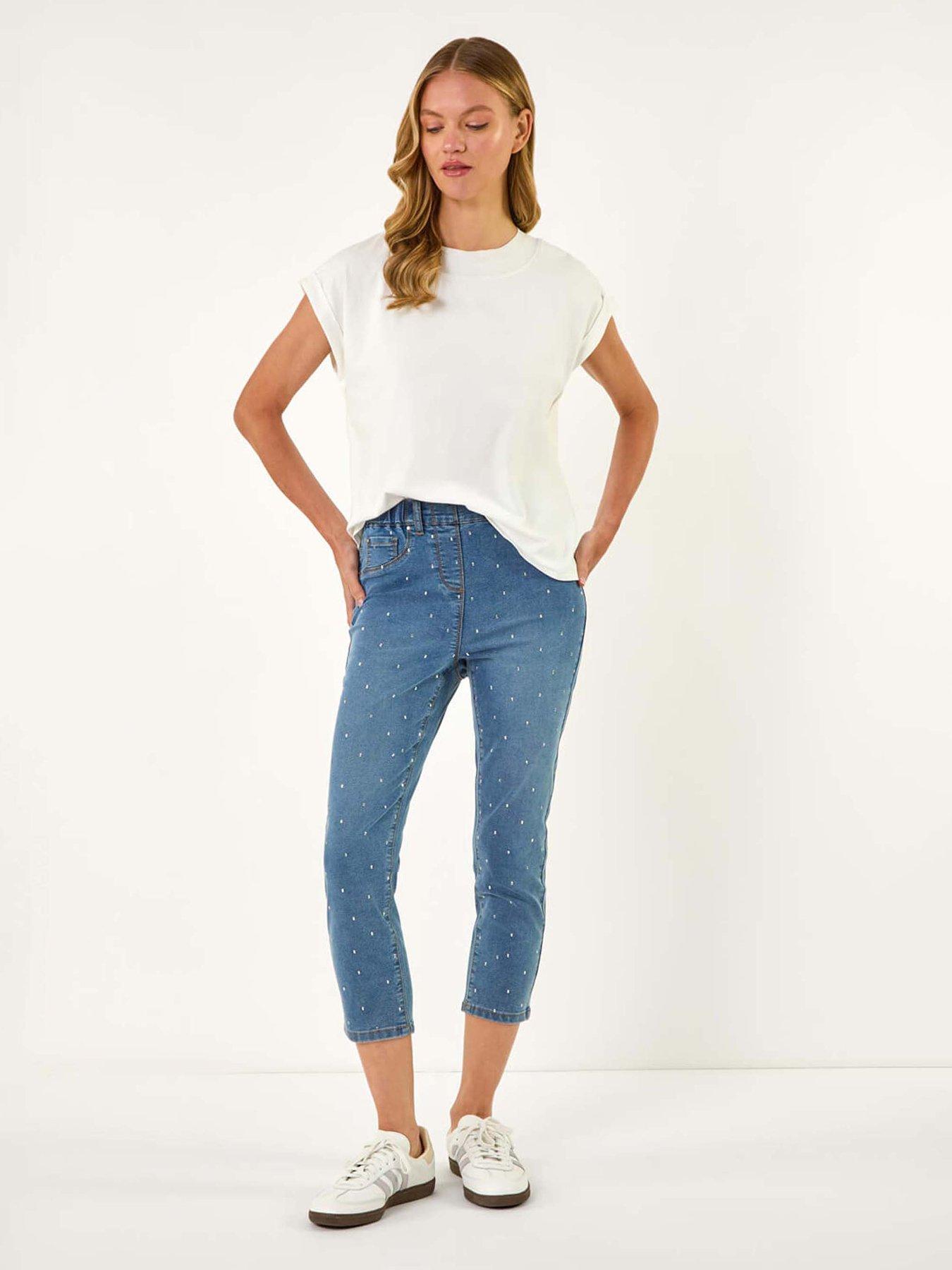 Image 4 of 5 of Roman Embellished Cropped Stretch Jeggings - Denim