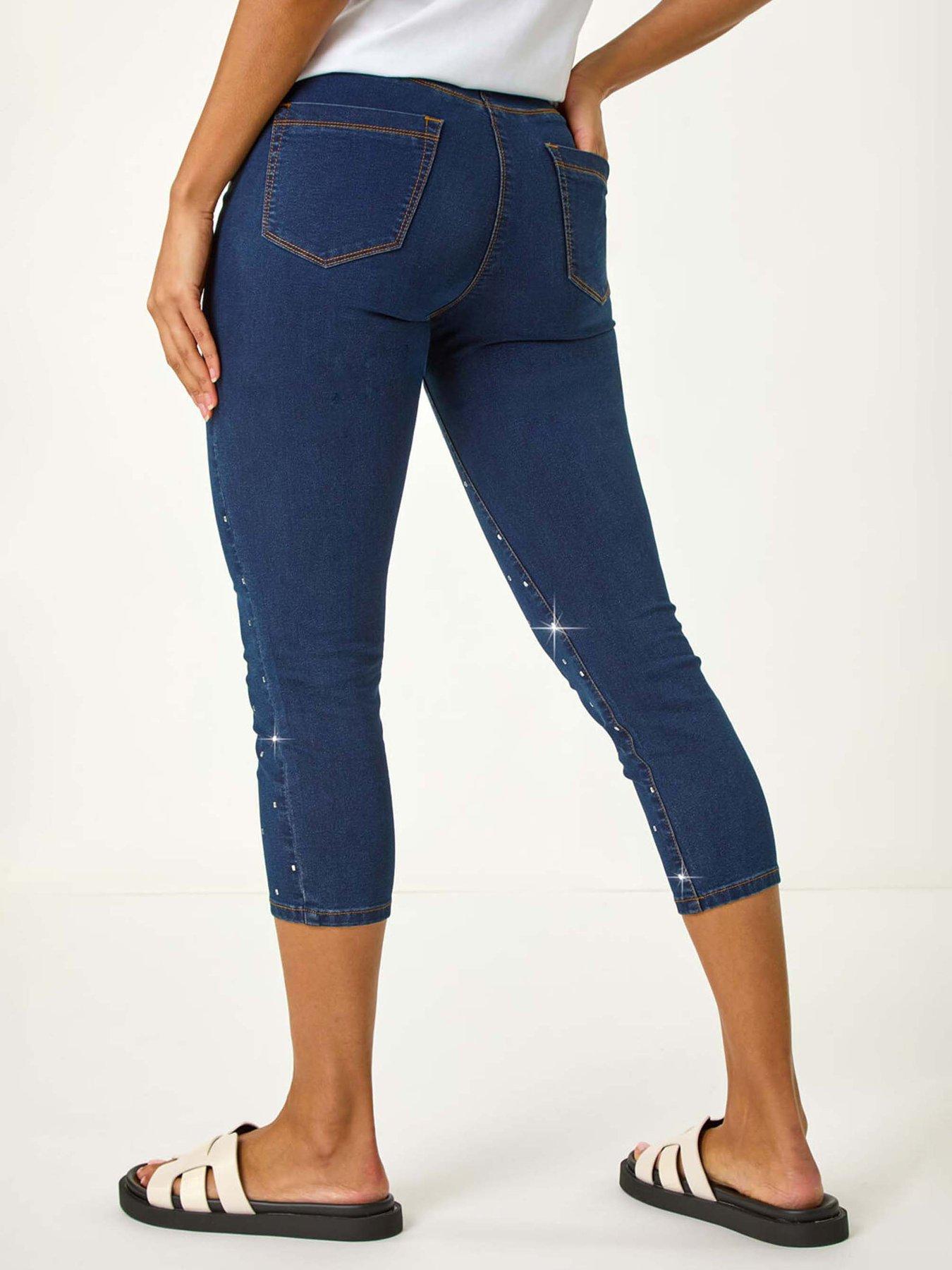 Image 2 of 5 of Roman Embellished Cropped Stretch Jeggings - Indigo