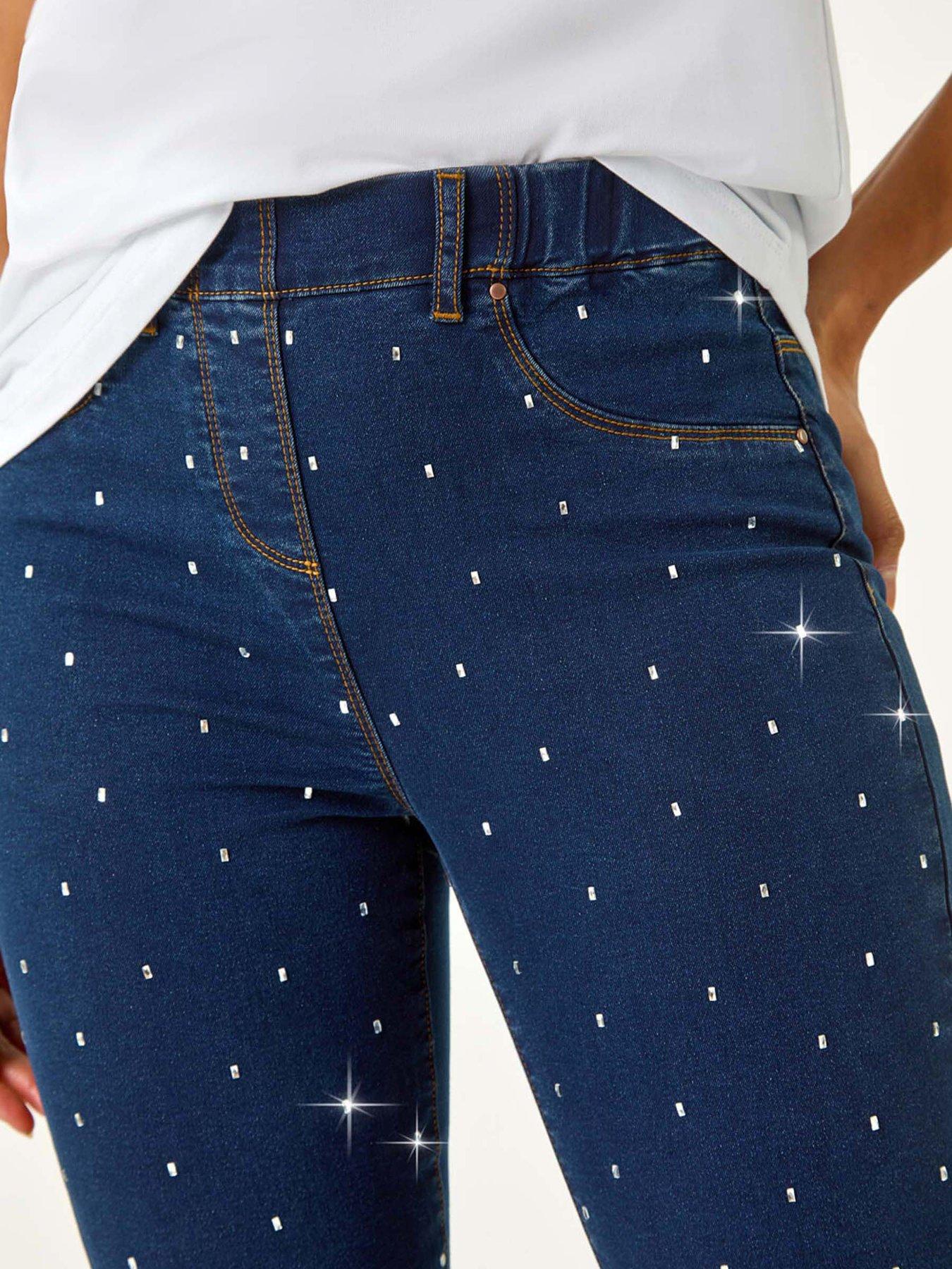 Image 5 of 5 of Roman Embellished Cropped Stretch Jeggings - Indigo