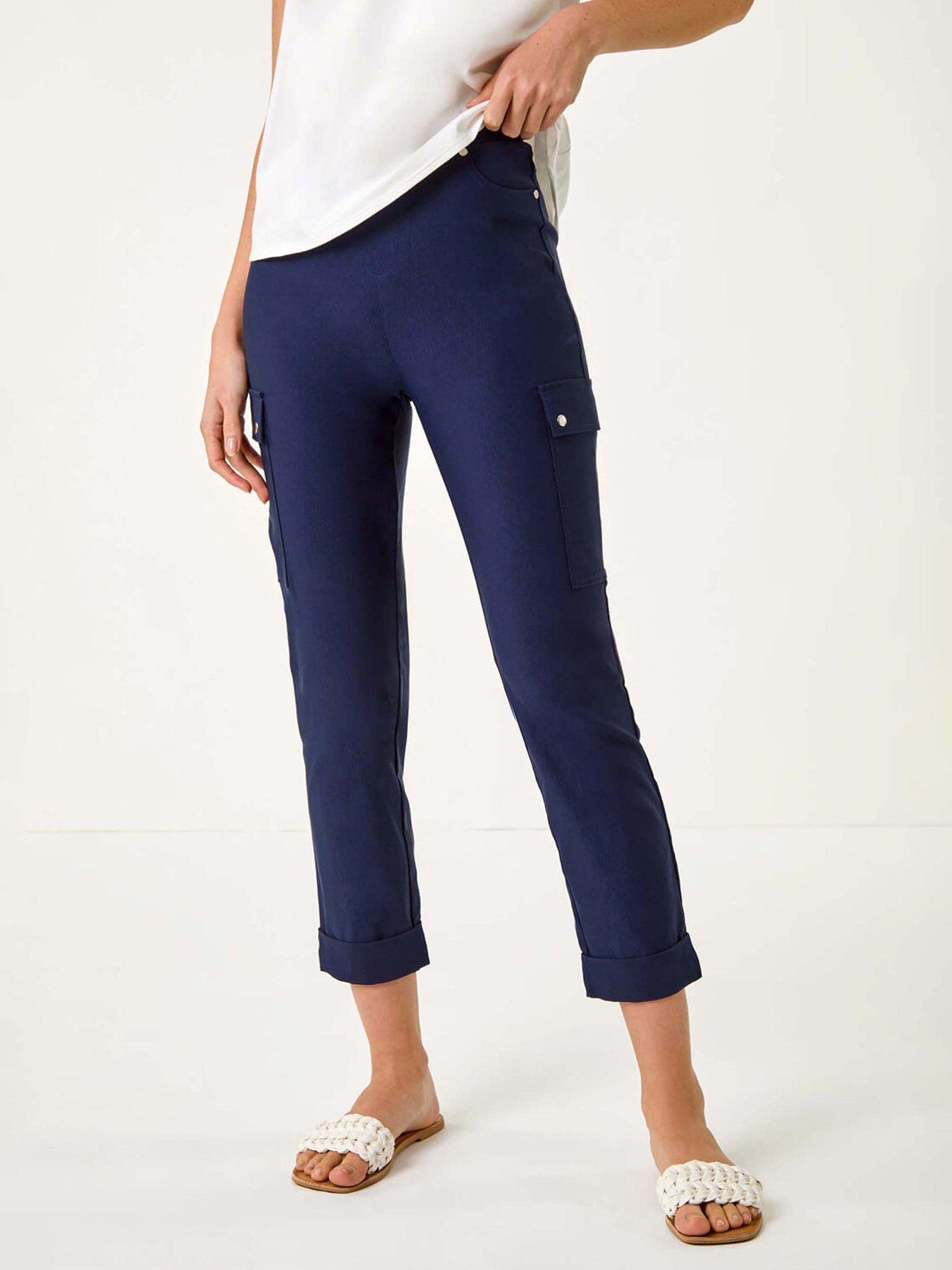 undefined Turn Up Stretch Cargo Trousers - Navy