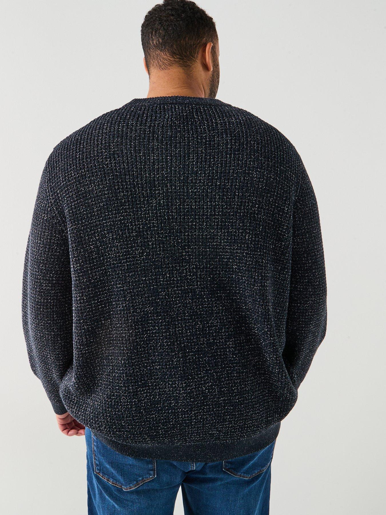 stillFront image of jack-jones-plus-global-crew-neck-knitted-jumper-navy