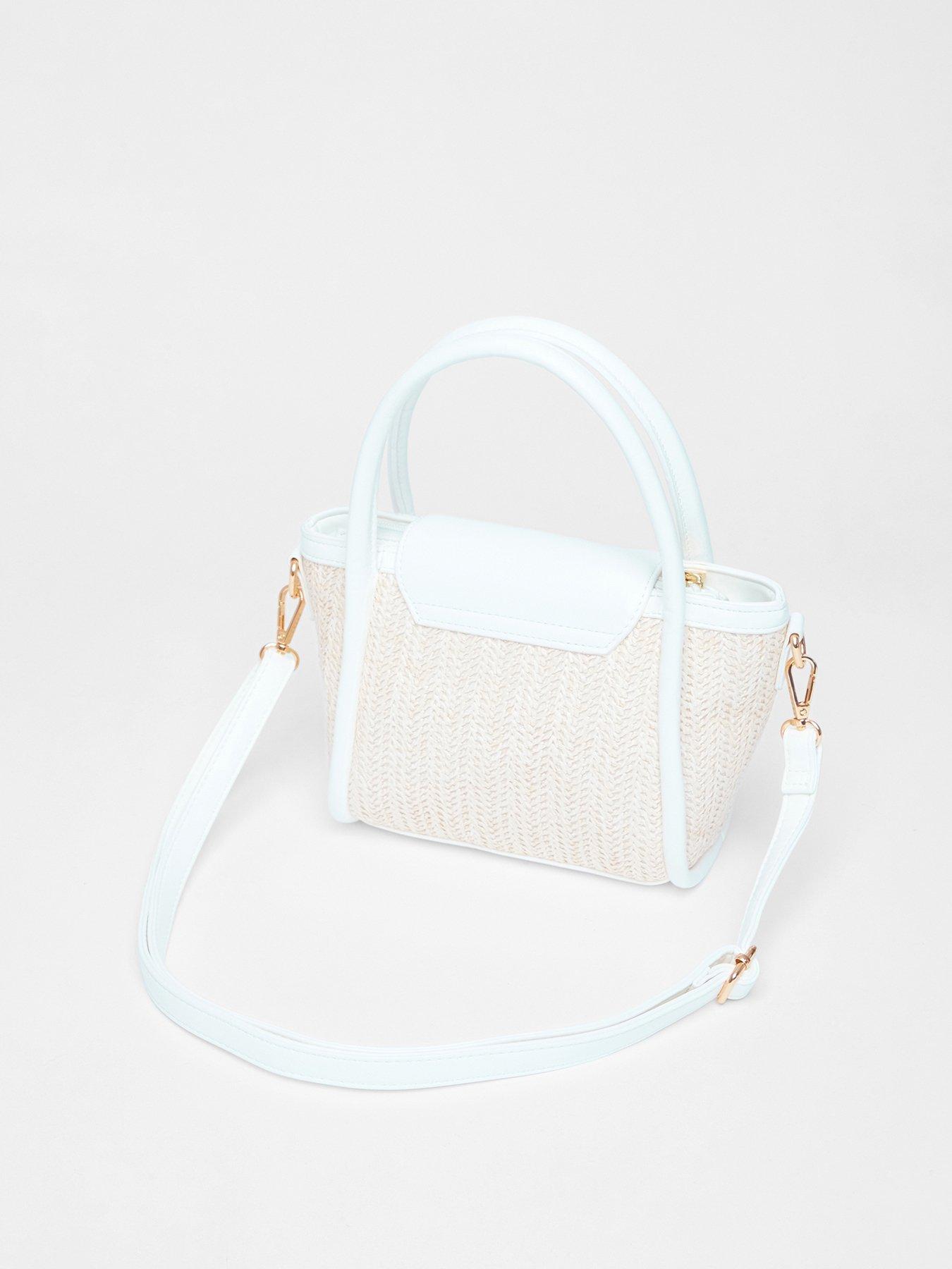  image of quiz-white-woven-top-handle-bag