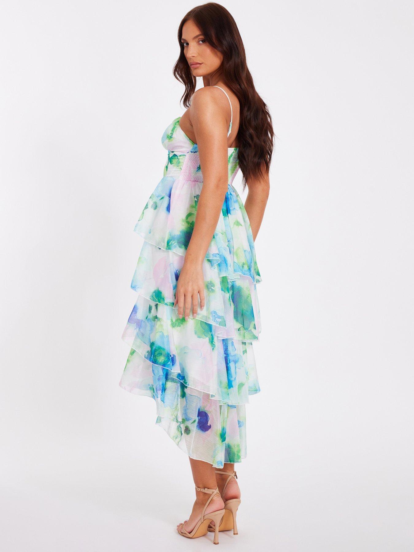 quiz floral midi dress Next Quiz Black Dress With Flowers Black Pink Floral Chiffon Maxi Dress  With Cowl Neck By