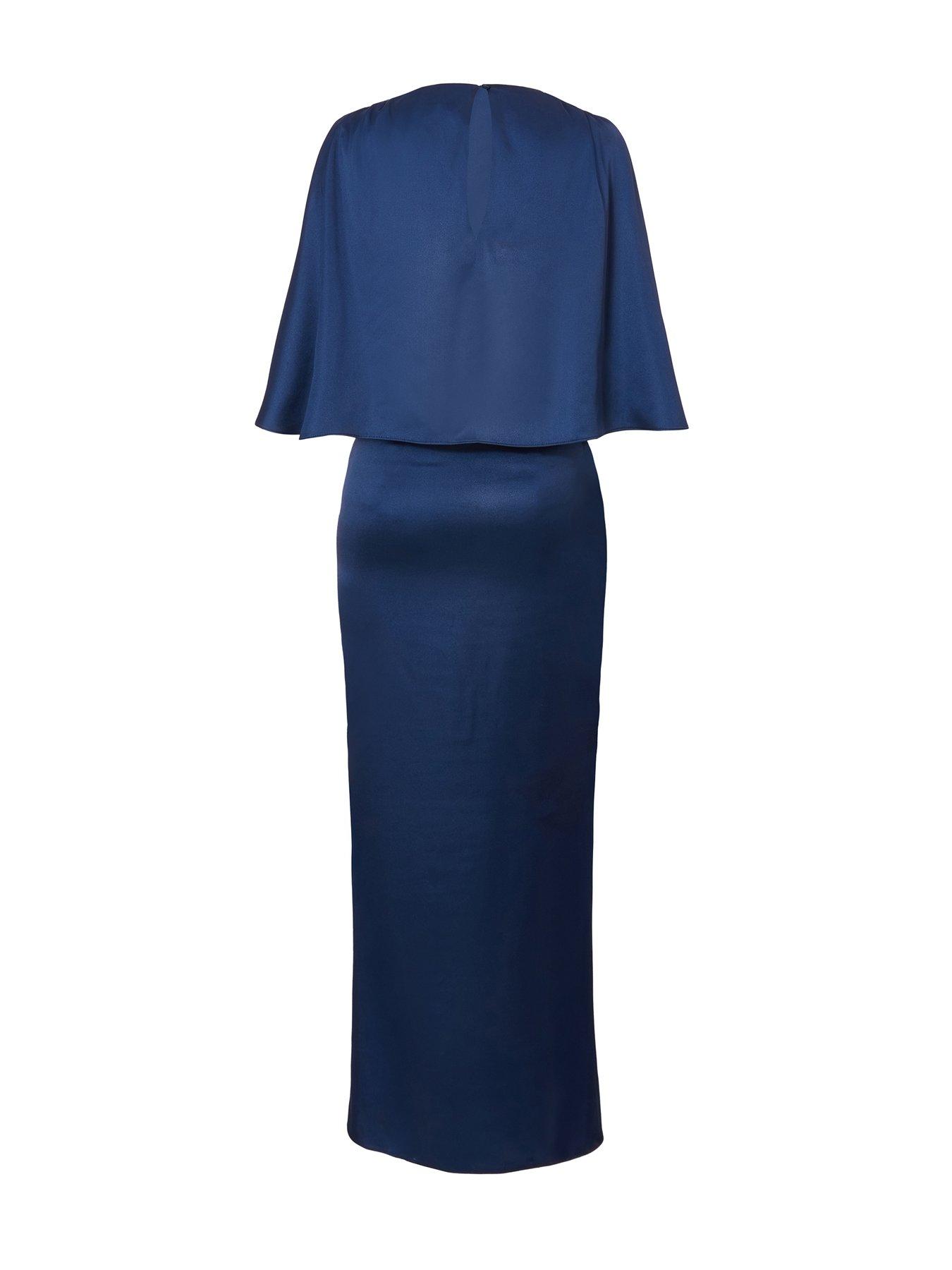 Image 5 of 6 of Quiz Navy Satin Maxi Dress