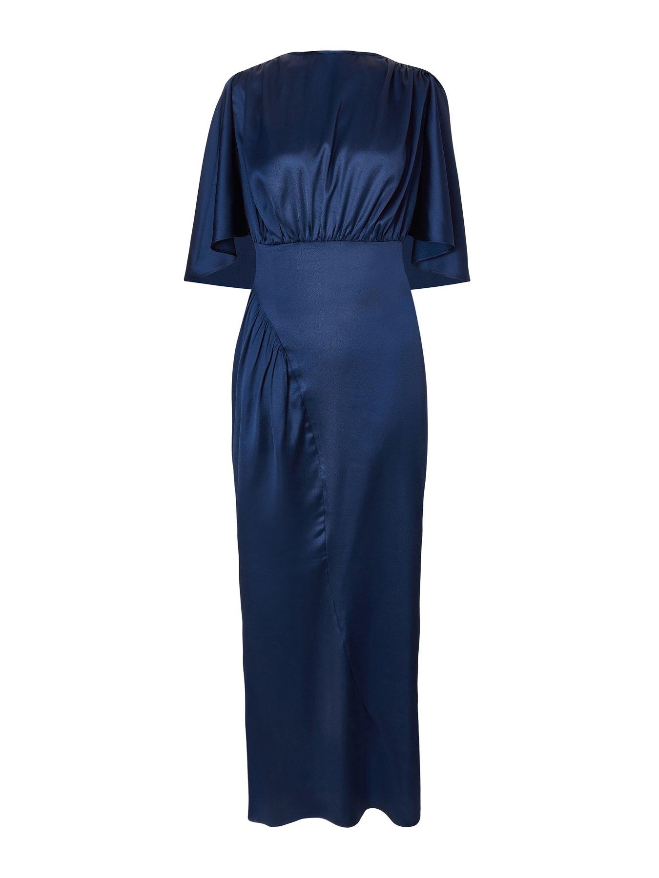 Image 6 of 6 of Quiz Navy Satin Maxi Dress