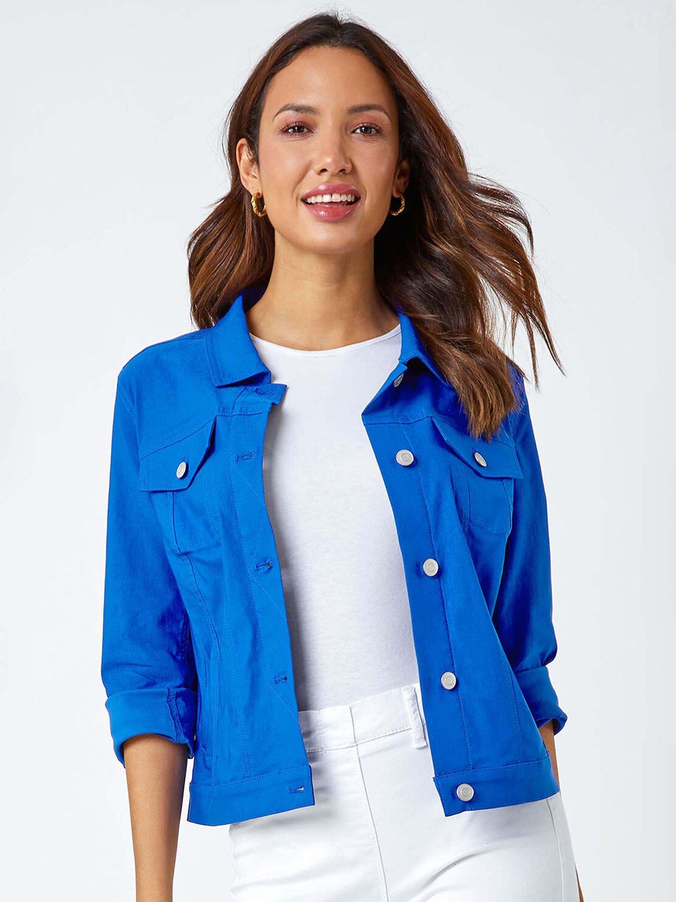 undefined Stretch Pocket Detail Jacket - Royal Blue