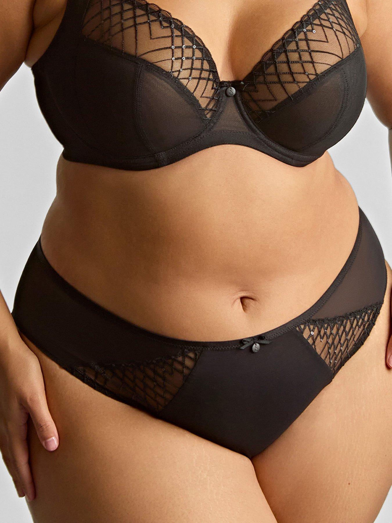  image of sculptresse-ella-black-high-leg-brief-black-sequin