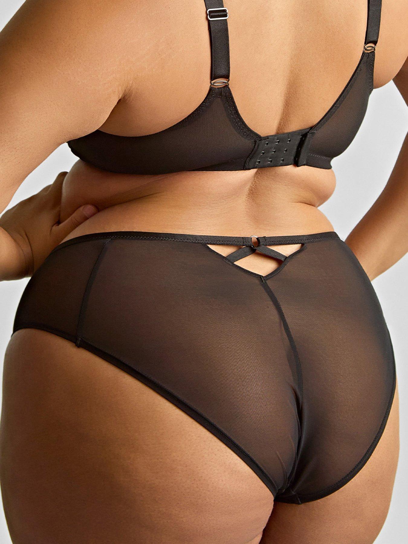  image of sculptresse-ella-black-high-leg-brief-black-sequin