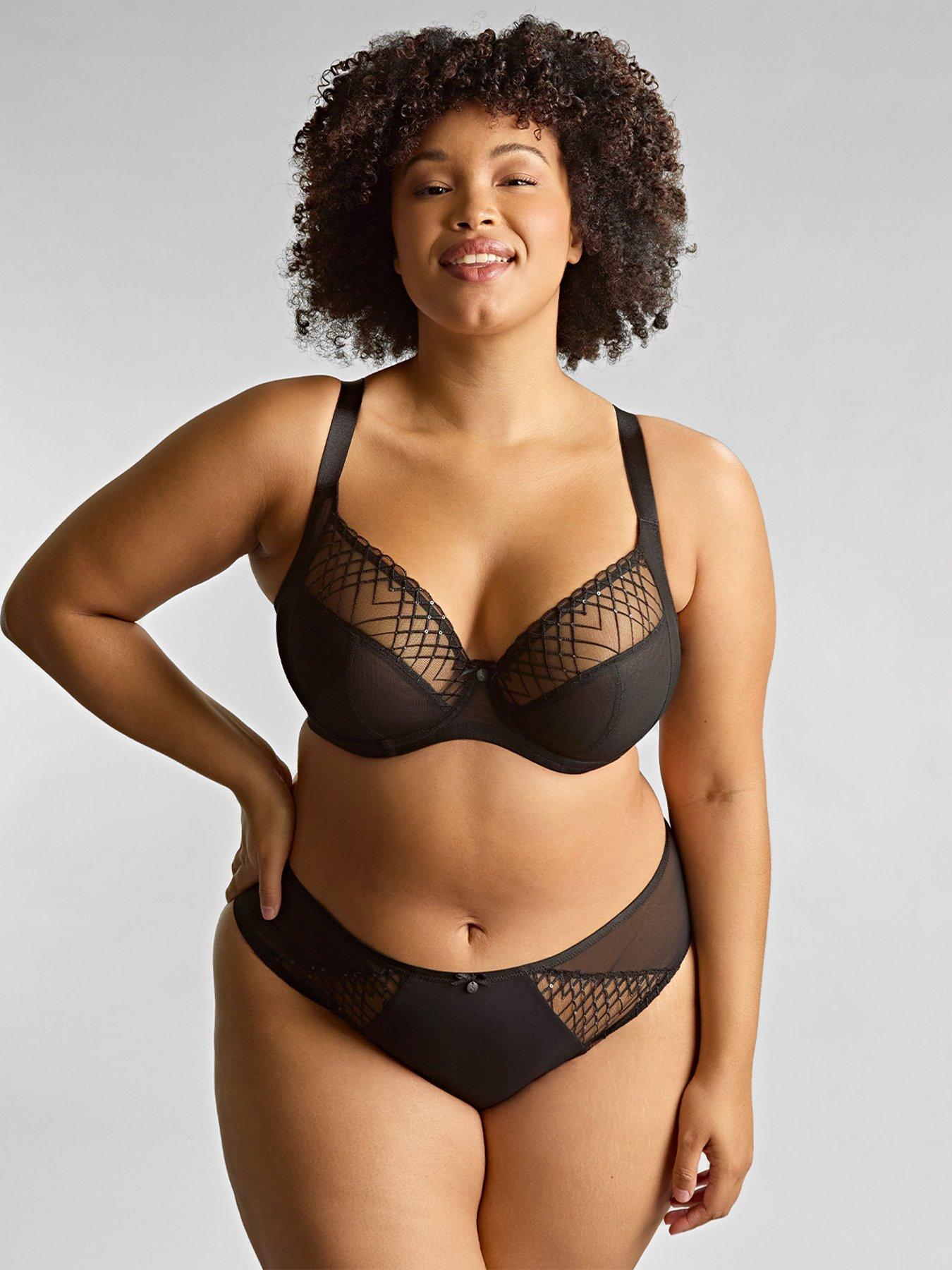  image of sculptresse-ella-black-high-leg-brief-black-sequin