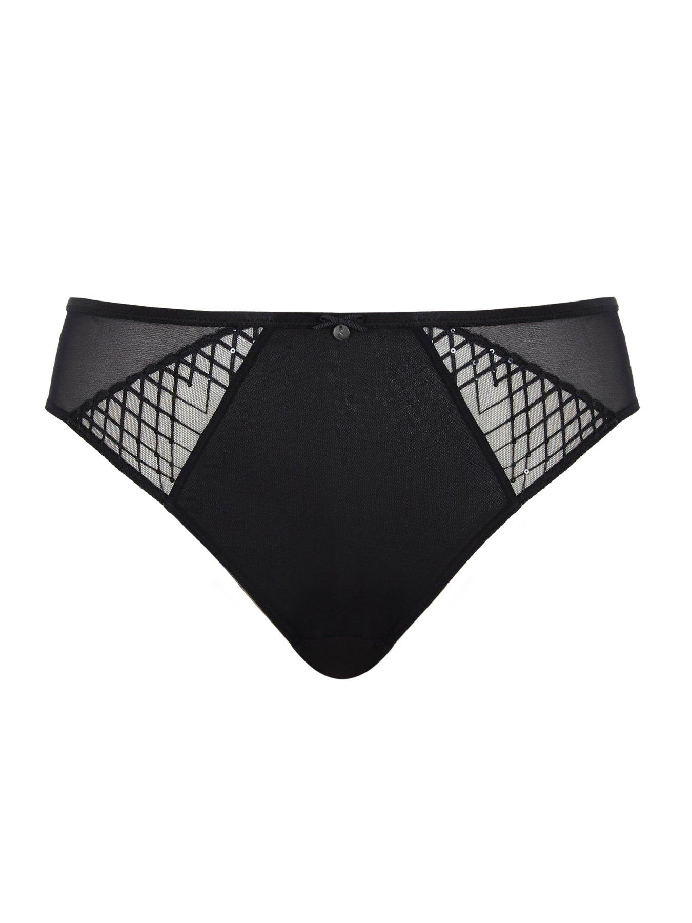  image of sculptresse-ella-black-high-leg-brief-black-sequin