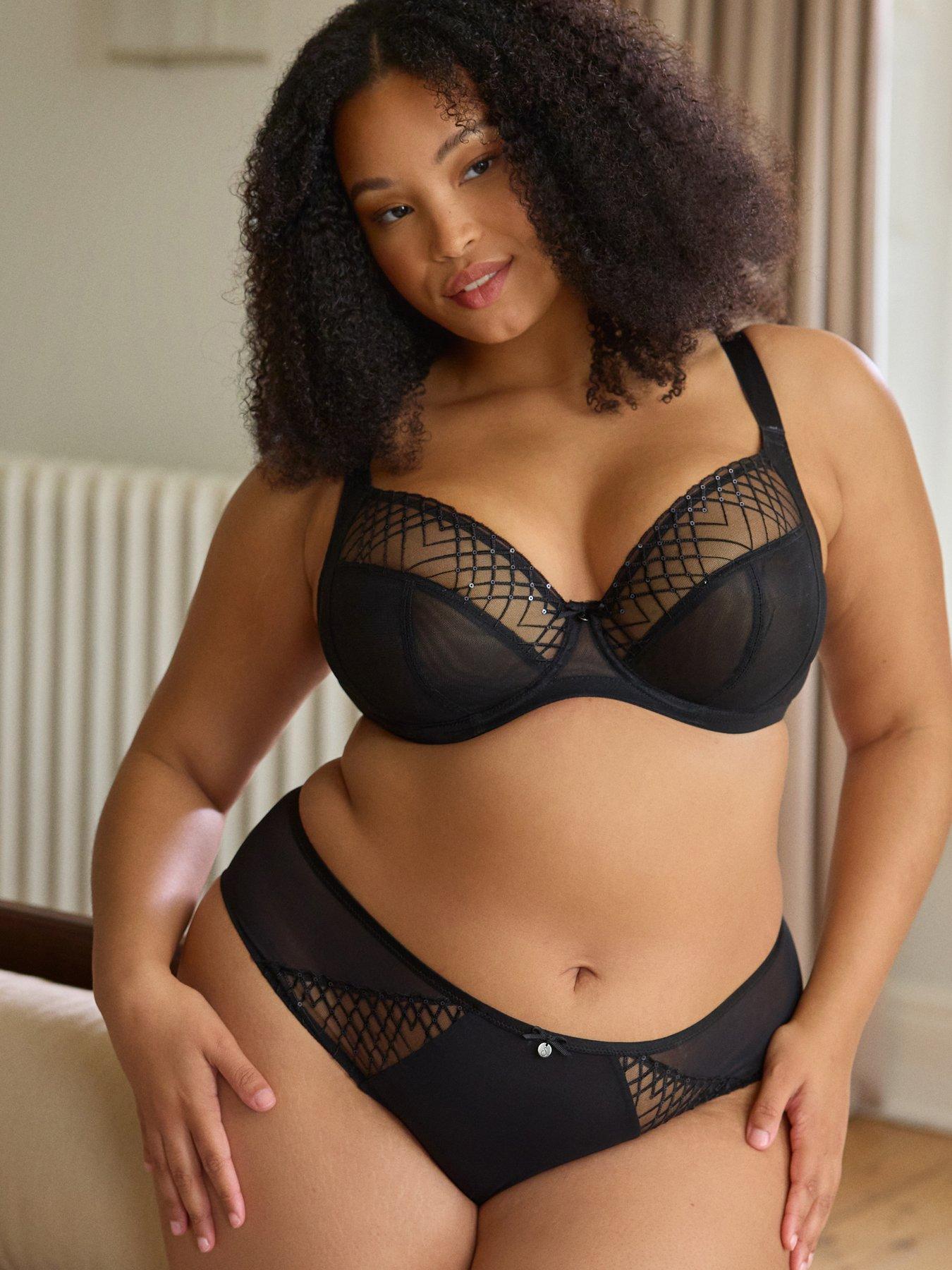  image of sculptresse-ella-black-high-leg-brief-black-sequin