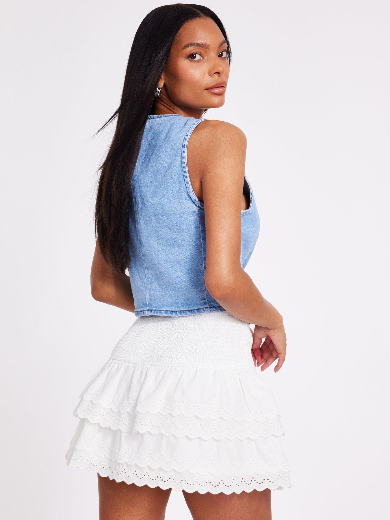 stillFront image of quiz-white-embroidered-mini-skirt