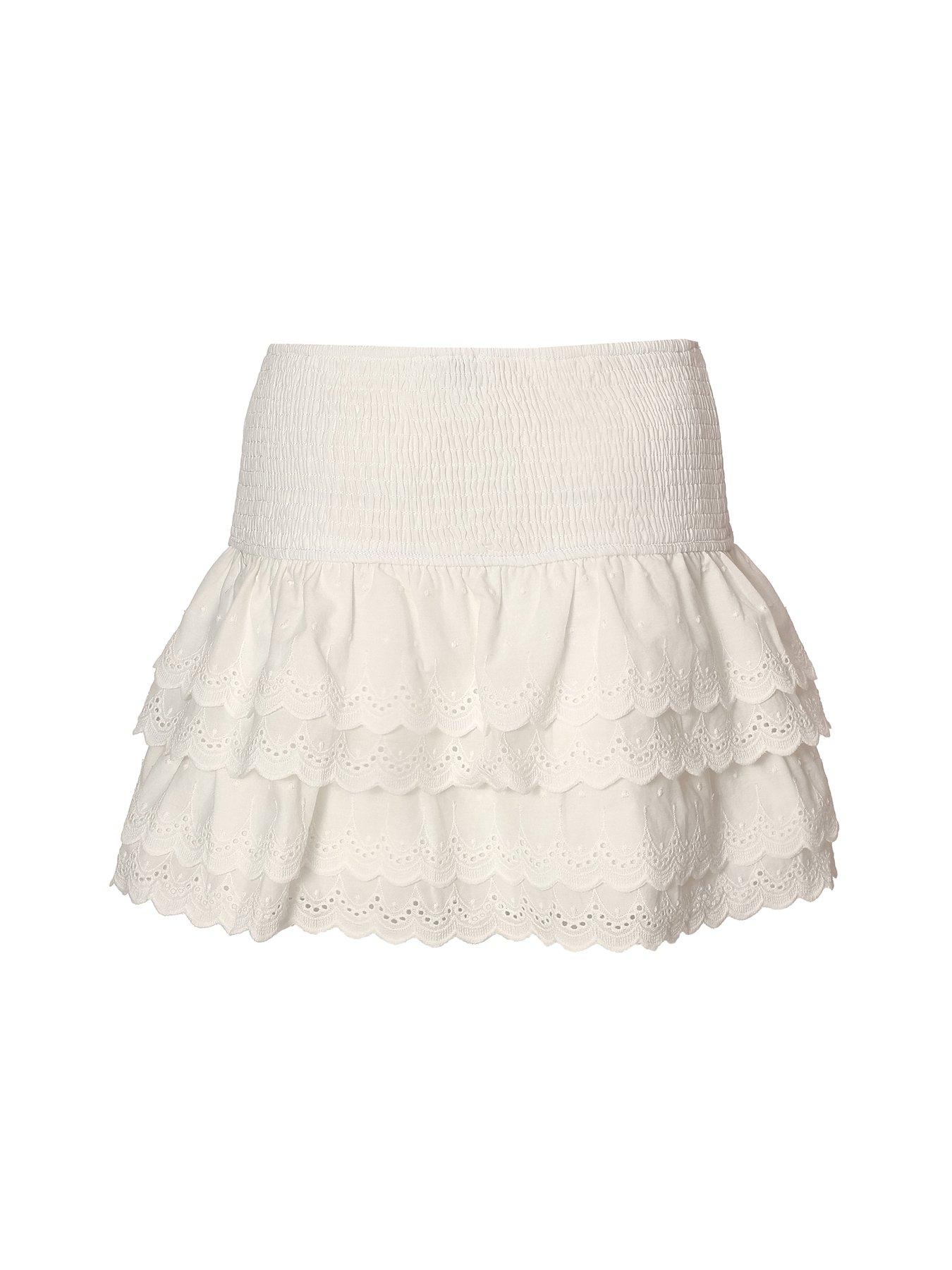  image of quiz-white-embroidered-mini-skirt