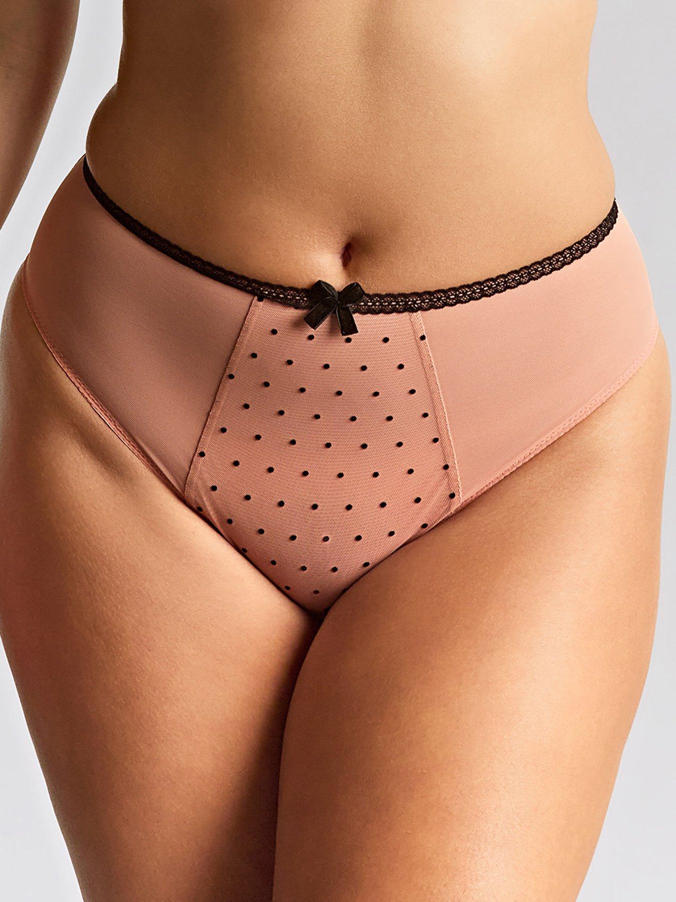 undefined Gabrielle Pink Polka Dot High Waist Brazilian Brief - Pink Flocked Spot