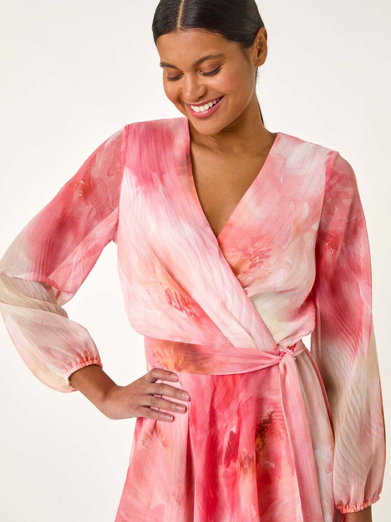 Image 4 of 5 of Roman Ruffle Shimmer Midi Dress - Orange