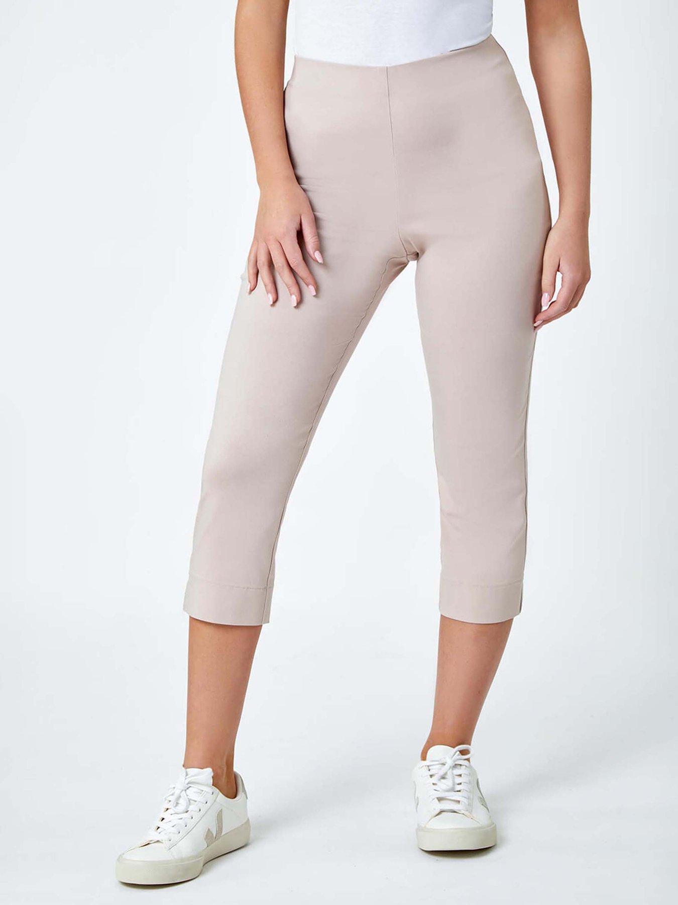 undefined Petite Cropped Stretch Trousers - Stone